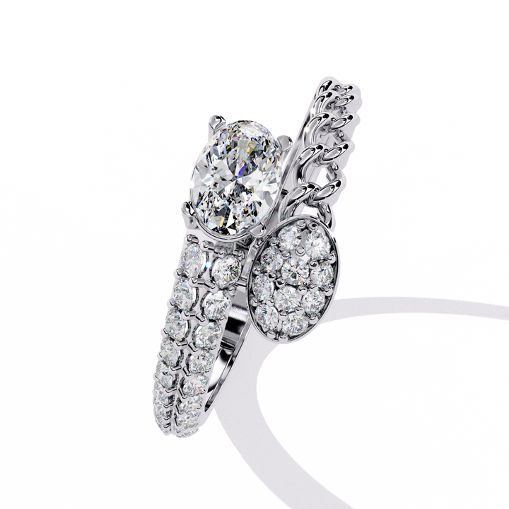 Royal Gleam Oval Solitaire Pave Ring | 925 Sterling Silver