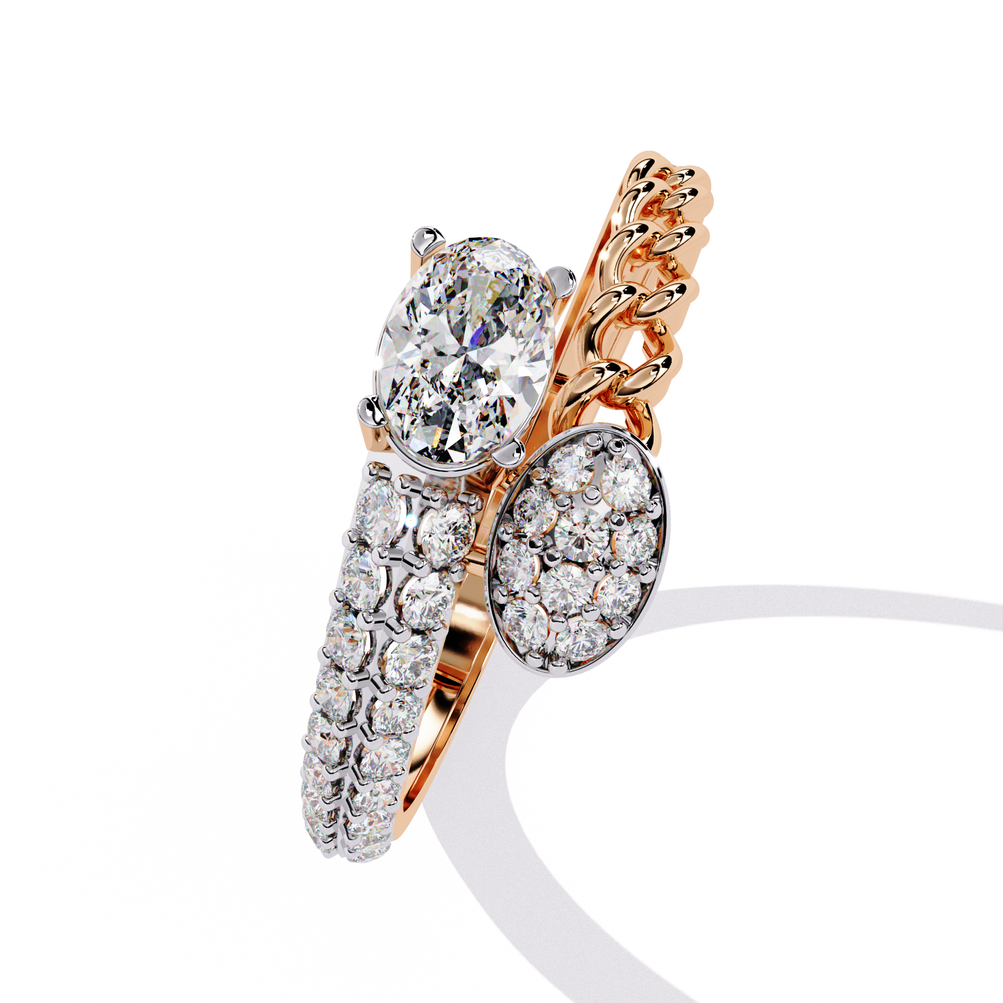 Royal Gleam Oval Solitaire Pave Ring | 925 Sterling Silver