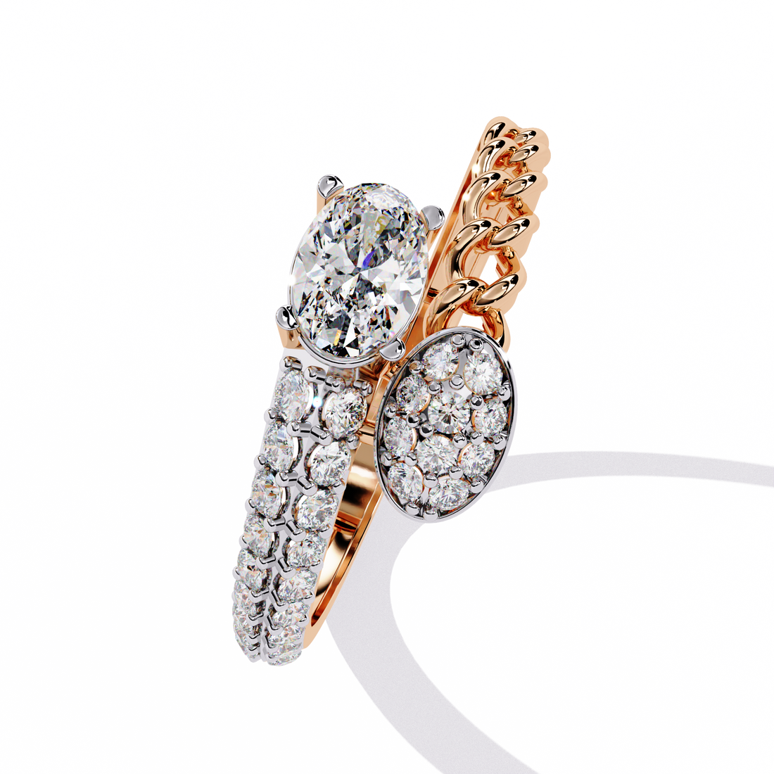 Royal Gleam Oval Solitaire Pave Ring | 925 Sterling Silver