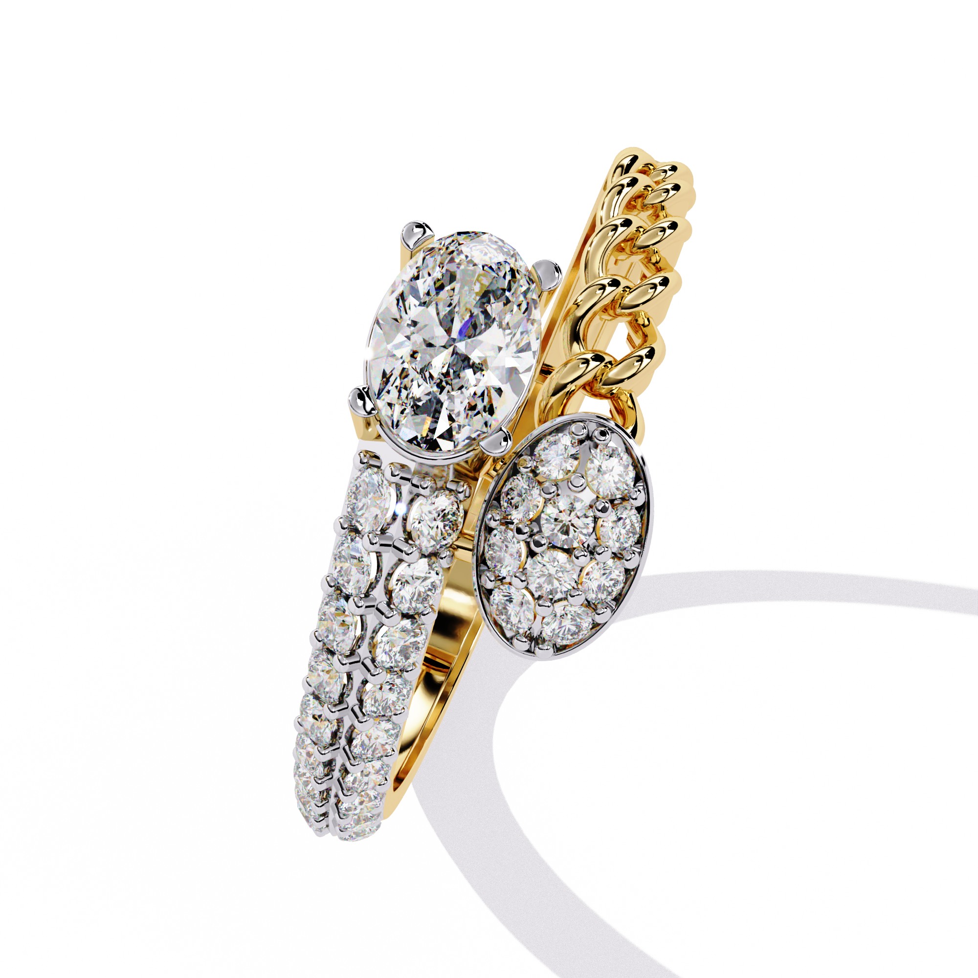 Royal Gleam Oval Solitaire Pave Ring | 925 Sterling Silver