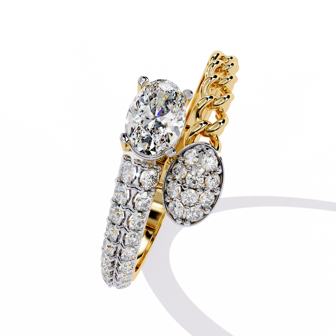 Royal Gleam Oval Solitaire Pave Ring | 925 Sterling Silver