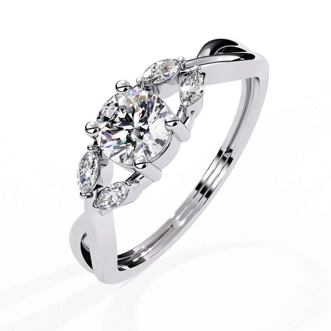 Eternal Blossom Marquise-Accent Solitaire Ring | 925 Sterling Silver
