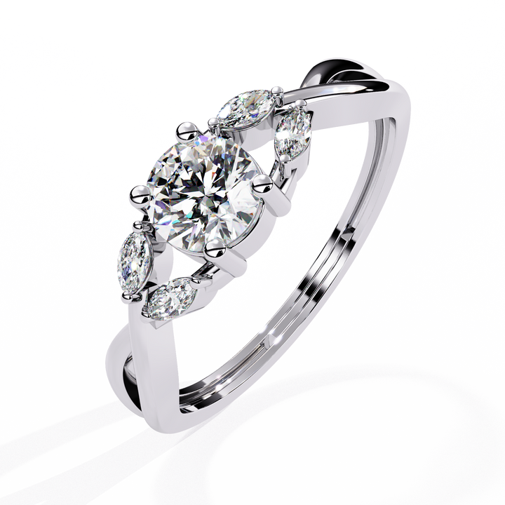 Eternal Blossom Marquise-Accent Solitaire Ring | 925 Sterling Silver