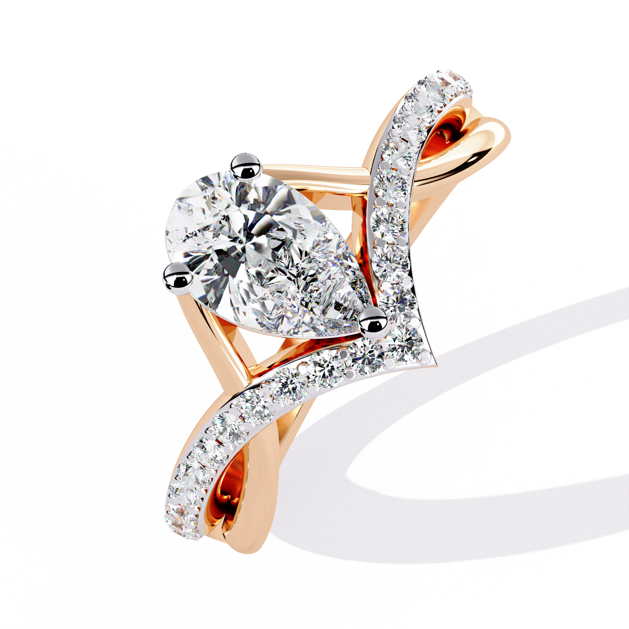 Aurora Vow Pear-Cut Crossover Solitaire Ring | 925 Sterling Silver