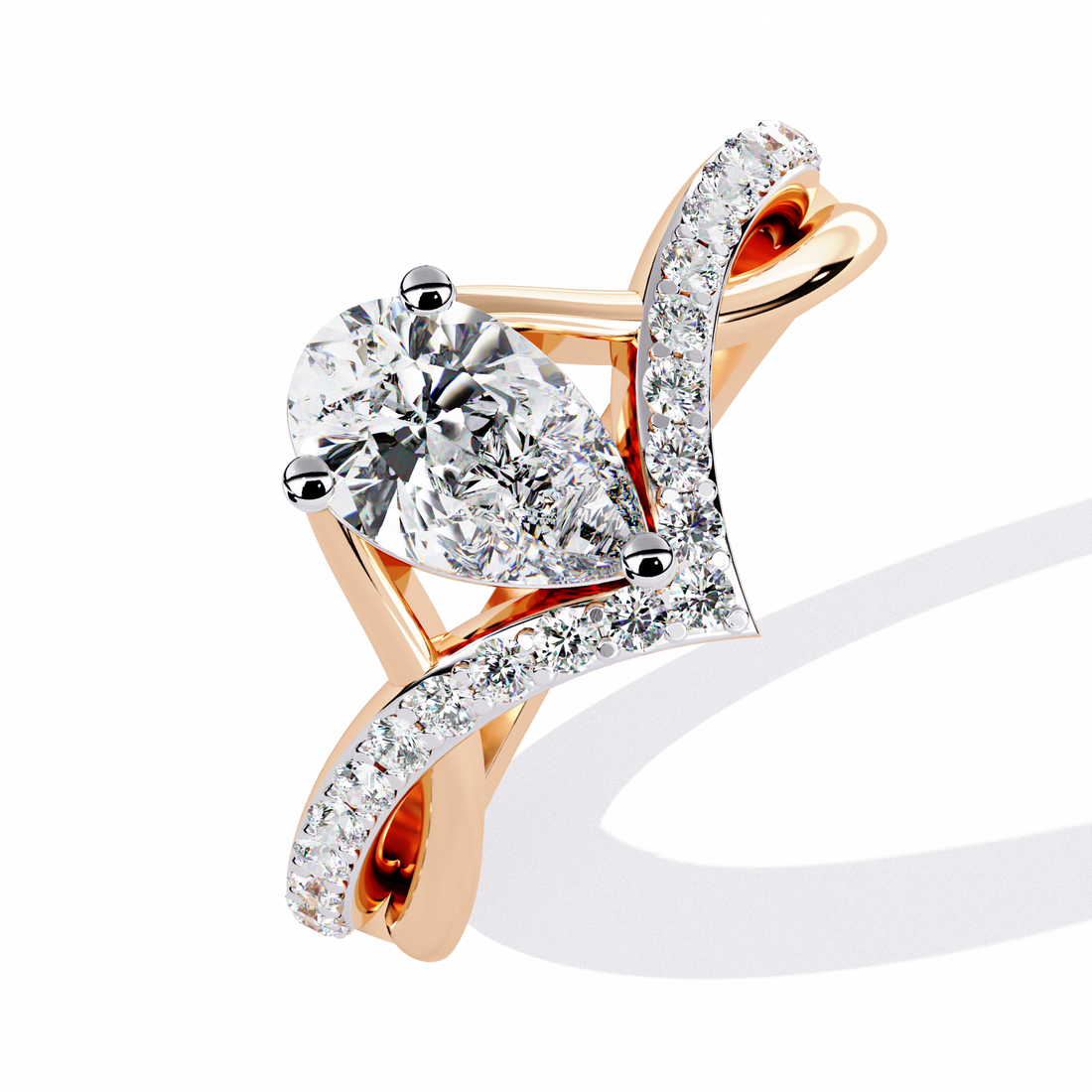 Aurora Vow Pear-Cut Crossover Solitaire Ring | 925 Sterling Silver