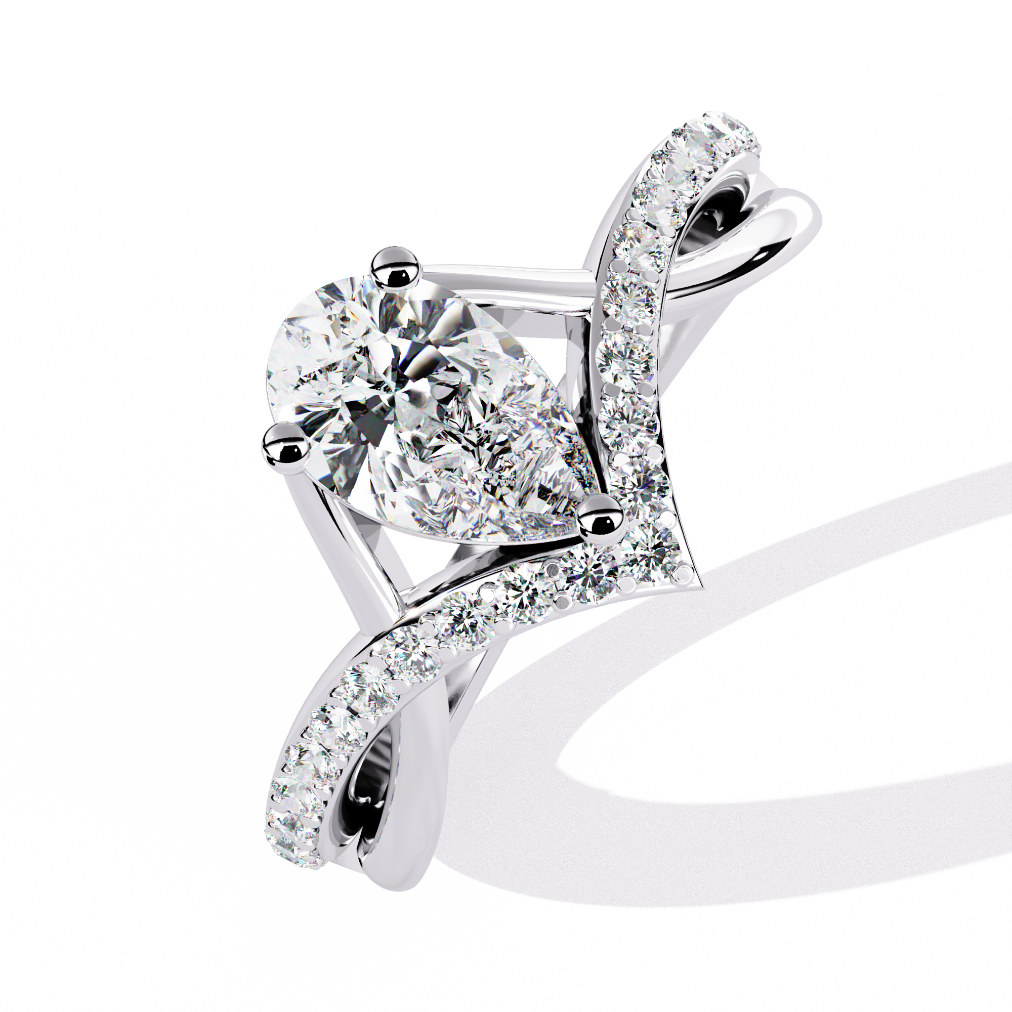 Aurora Vow Pear-Cut Crossover Solitaire Ring | 925 Sterling Silver