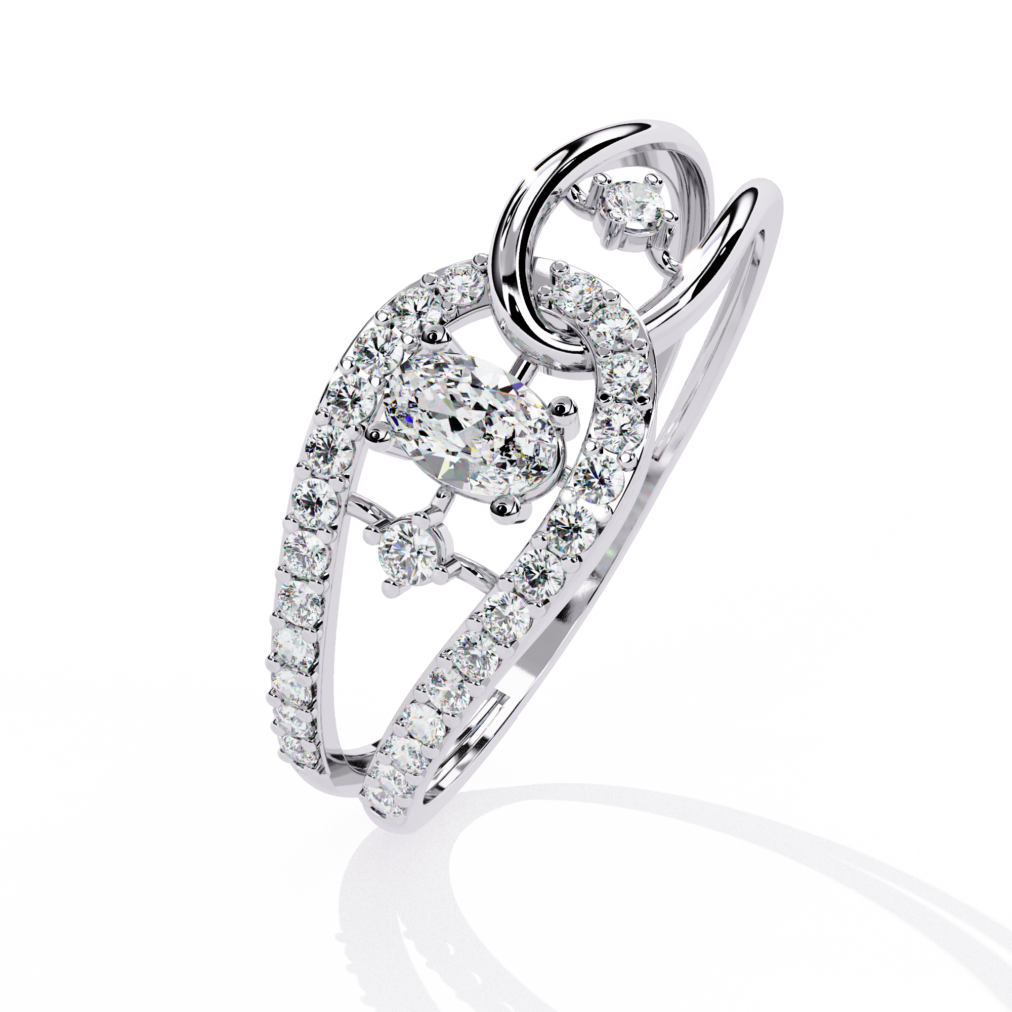 Seraphina Loop Pear Halo Ring | 925 Sterling Silver