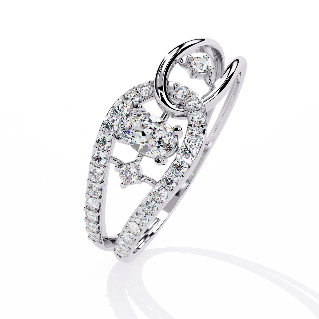 Seraphina Loop Pear Halo Ring | 925 Sterling Silver
