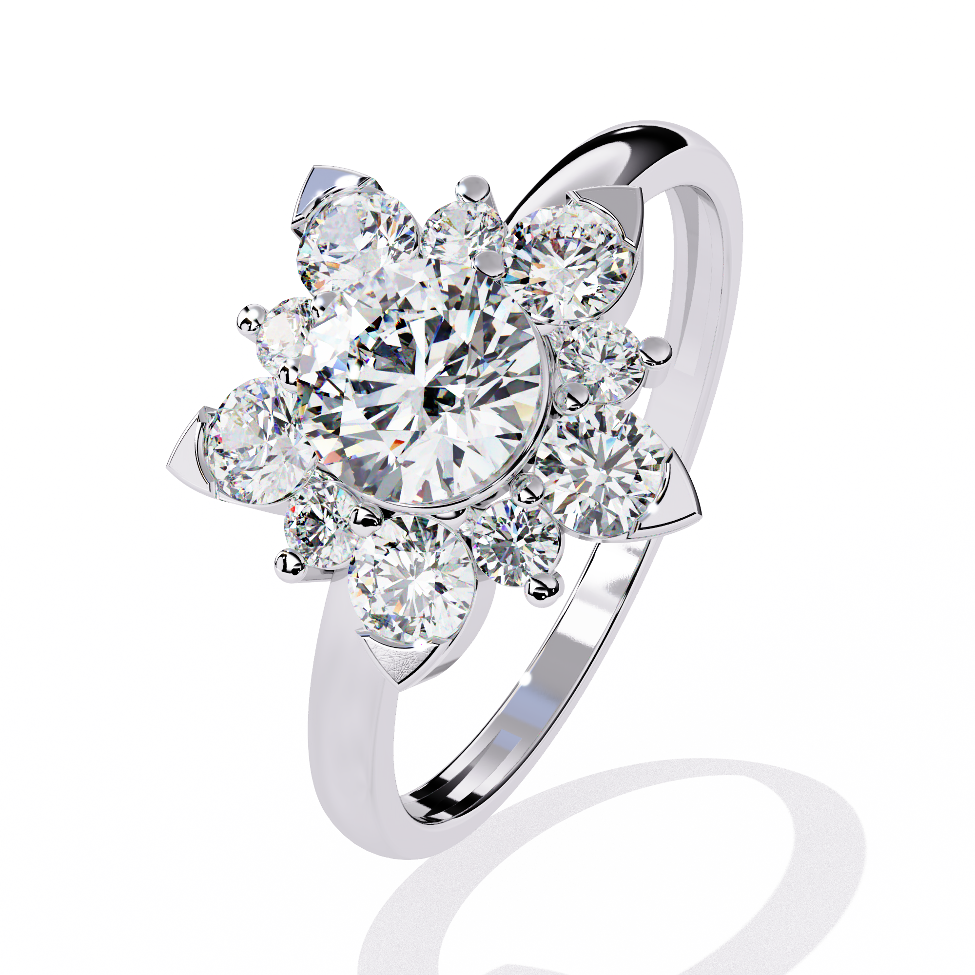 Bloom Brilliance Round-Cut Diamond Cluster Ring