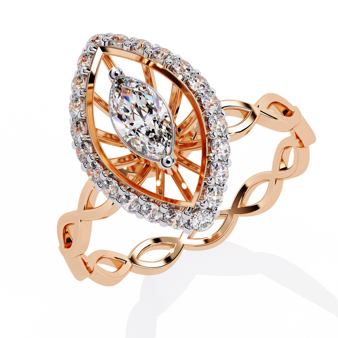 Astria Orbit Marquise Halo Ring | 925 Sterling Silver