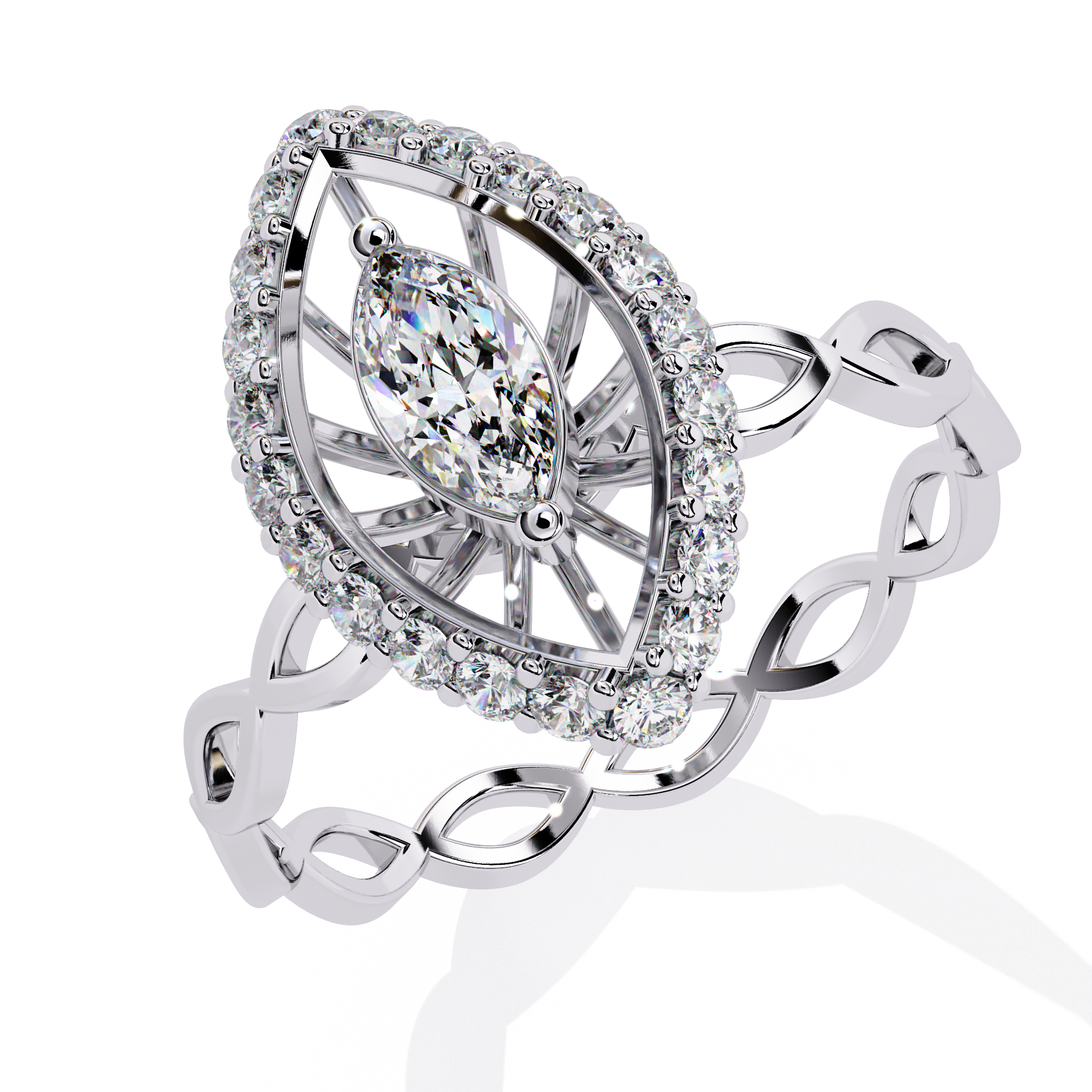 Astria Orbit Marquise Halo Ring | 925 Sterling Silver