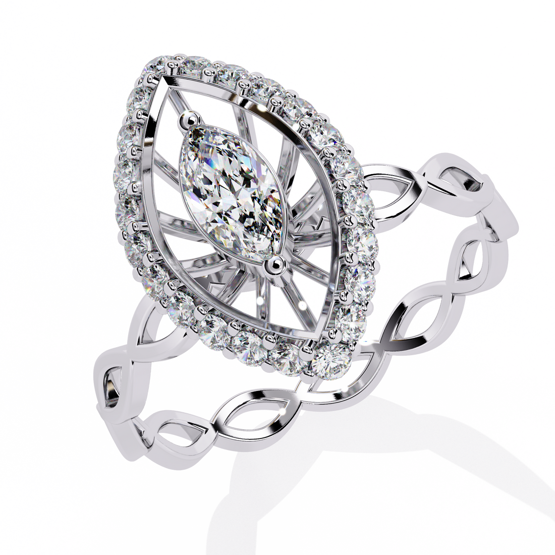 Astria Orbit Marquise Halo Ring | 925 Sterling Silver
