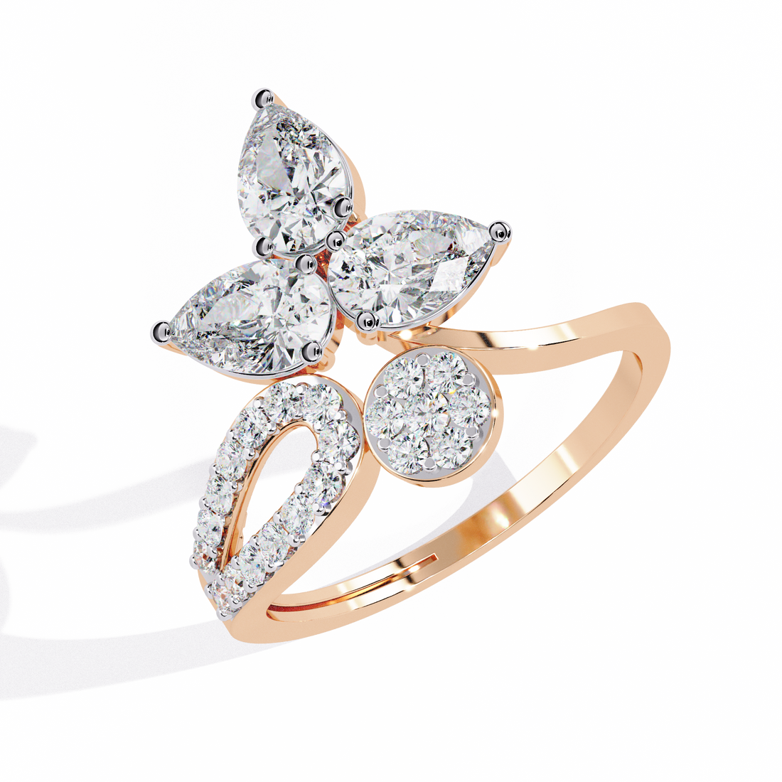 Celestial Petal Pear-Cut Open Ring | 925 Sterling Silver