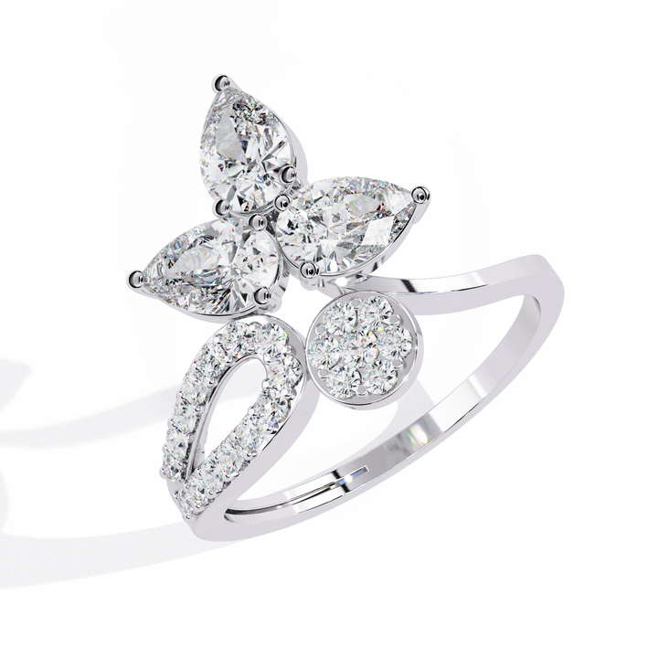 Celestial Petal Pear-Cut Open Ring | 925 Sterling Silver