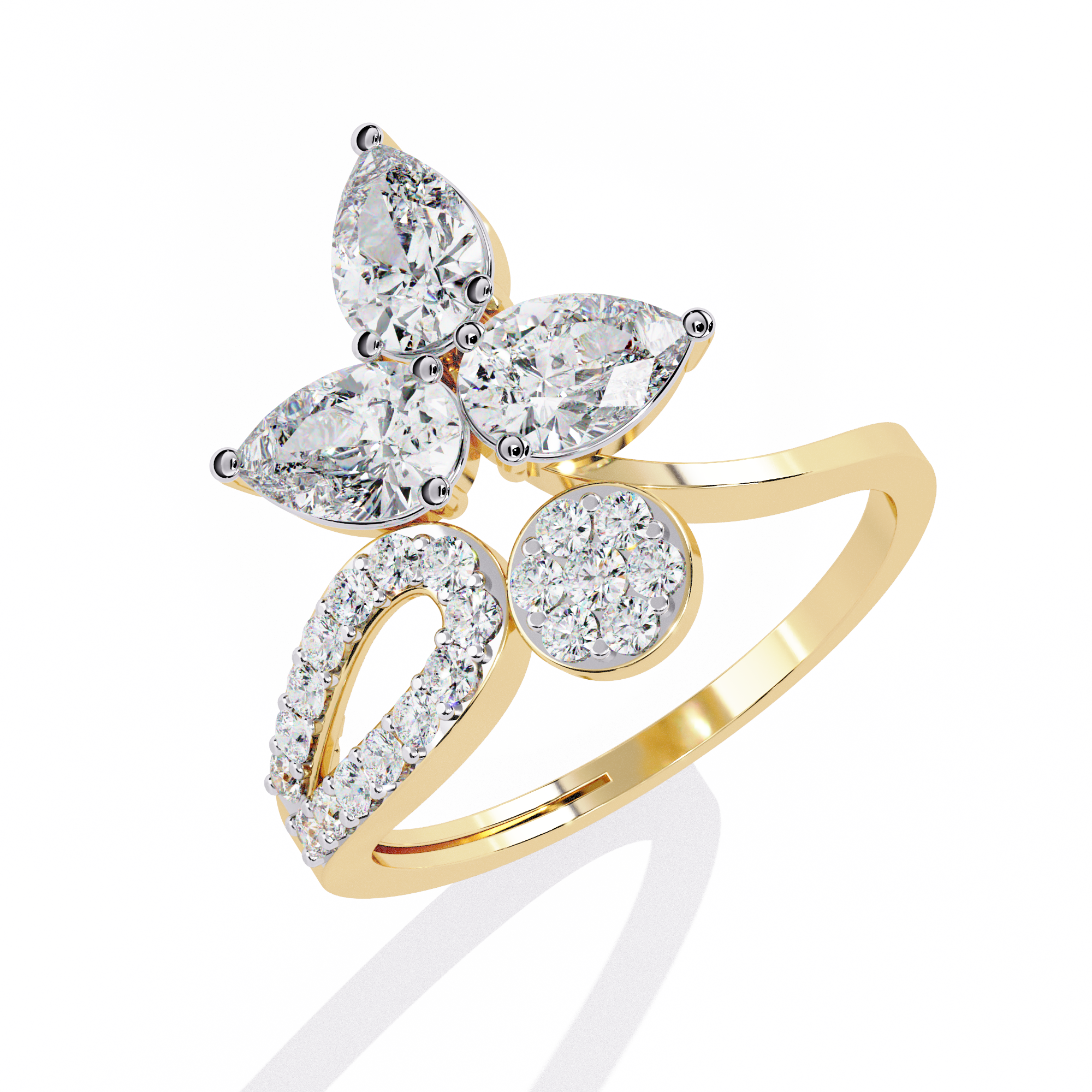 Celestial Petal Pear-Cut Open Ring | 925 Sterling Silver