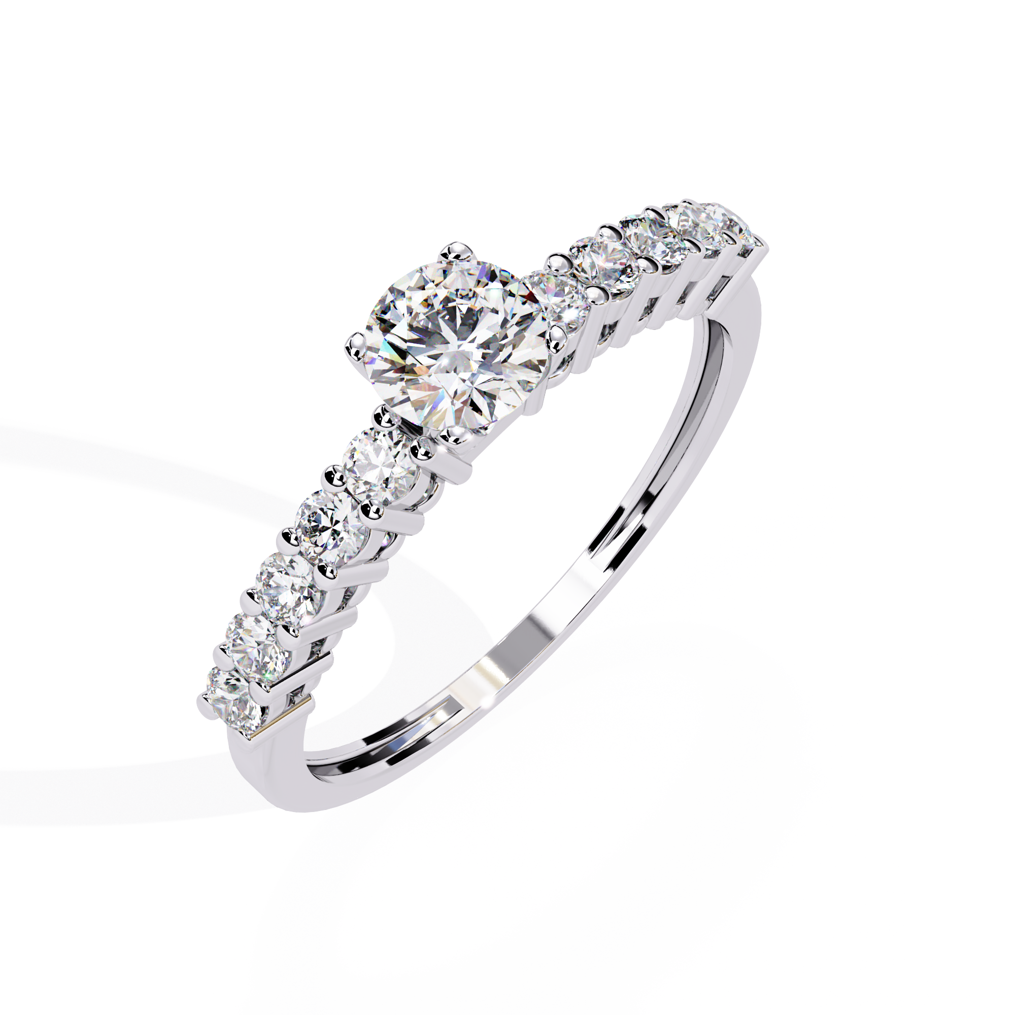 Eterna Row Brilliant Solitaire Ring | 925 Sterling Silver
