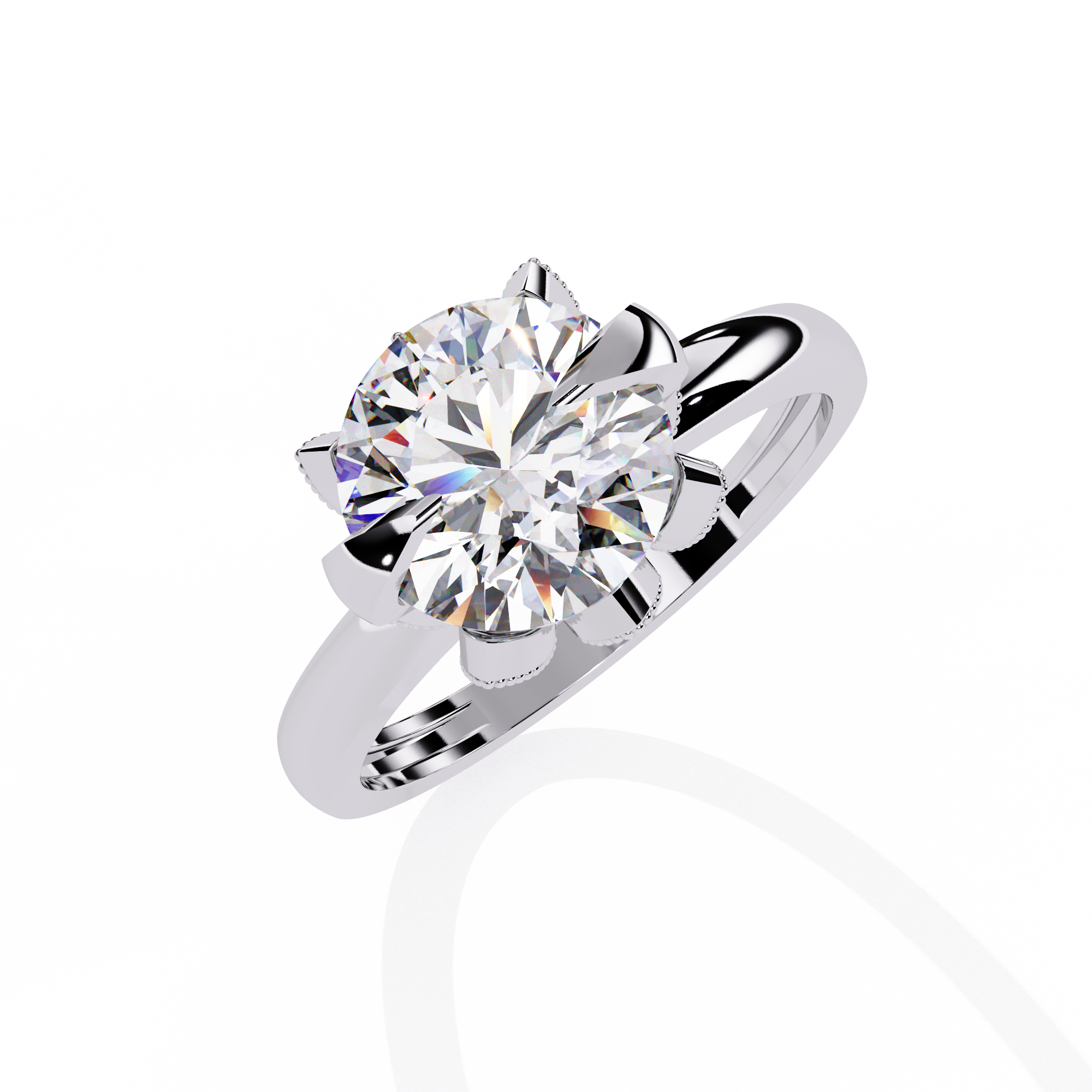 Luna Crest Round Solitaire Ring | 925 Sterling Silver