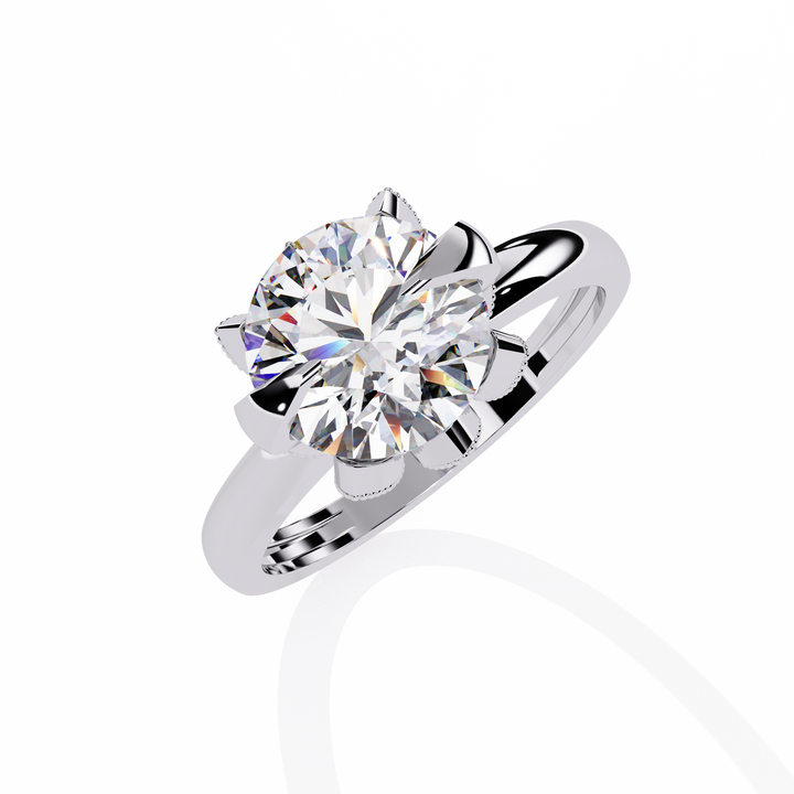 Luna Crest Round Solitaire Ring | 925 Sterling Silver