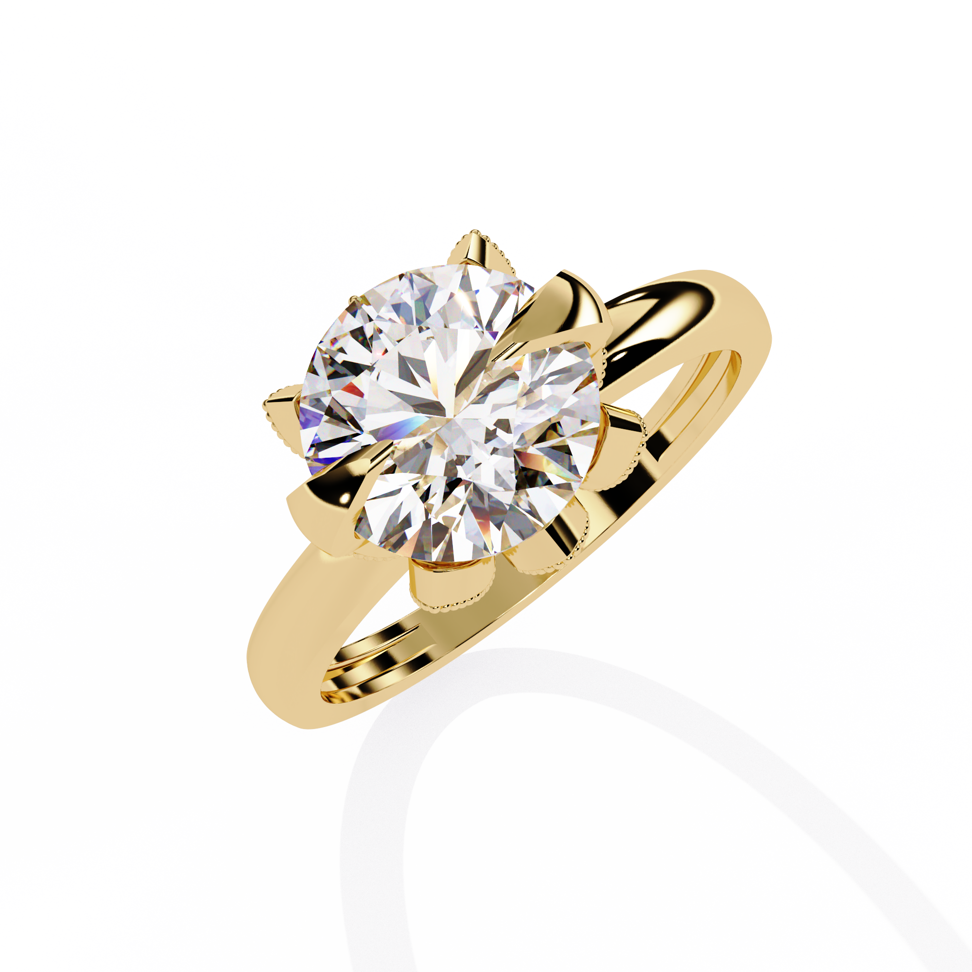 Luna Crest Round Solitaire Ring | 925 Sterling Silver