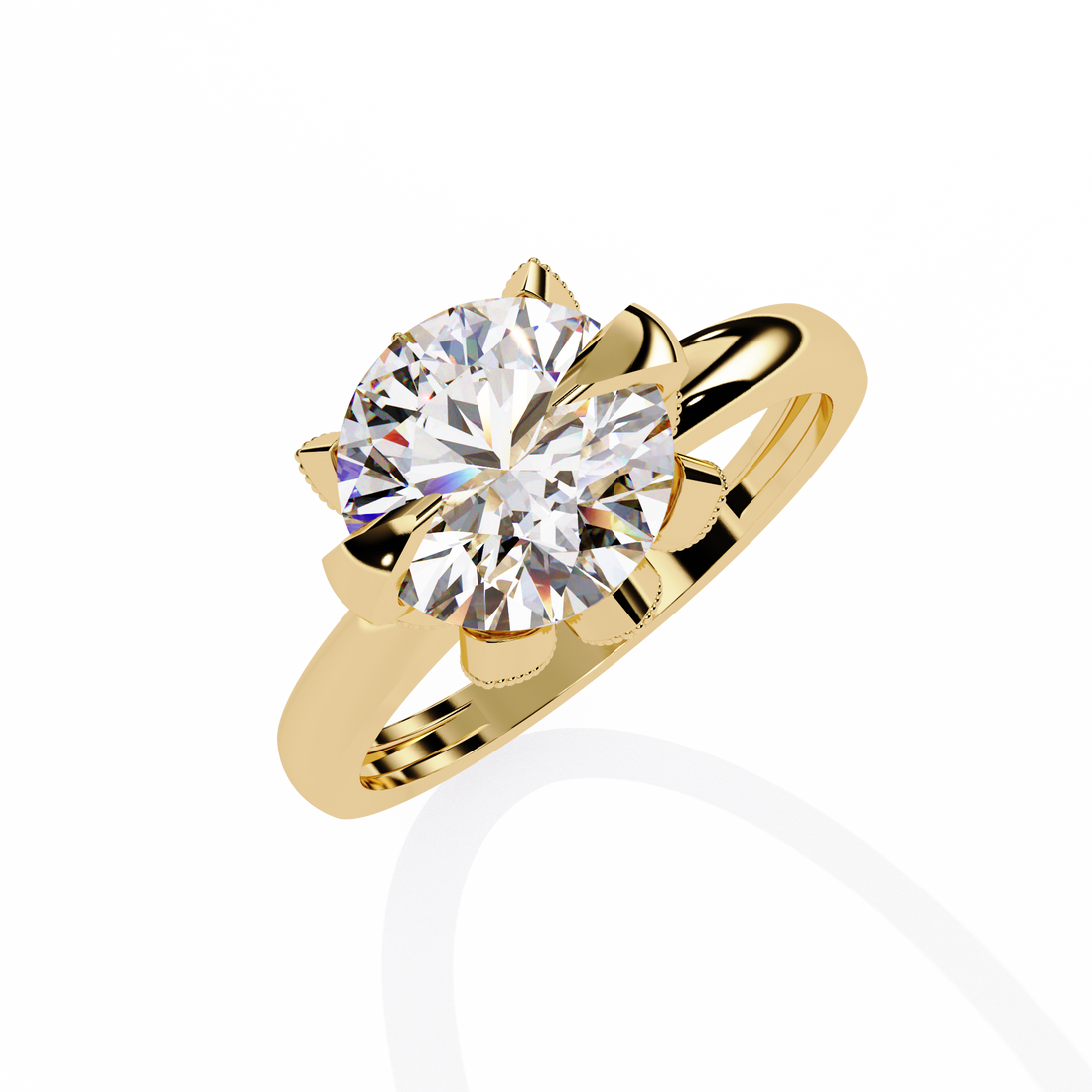 Luna Crest Round Solitaire Ring | 925 Sterling Silver