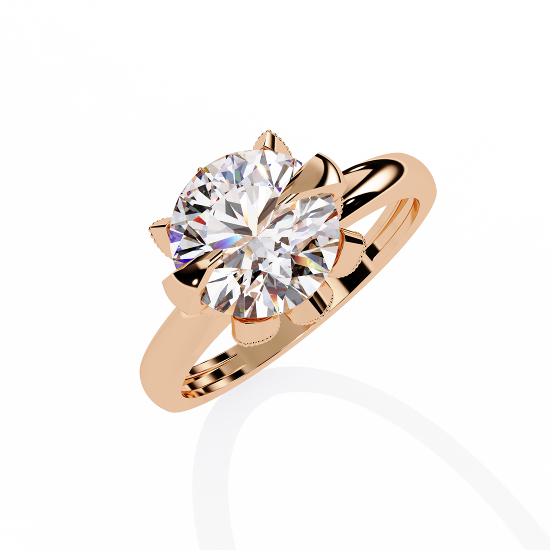 Luna Crest Round Solitaire Ring | 925 Sterling Silver