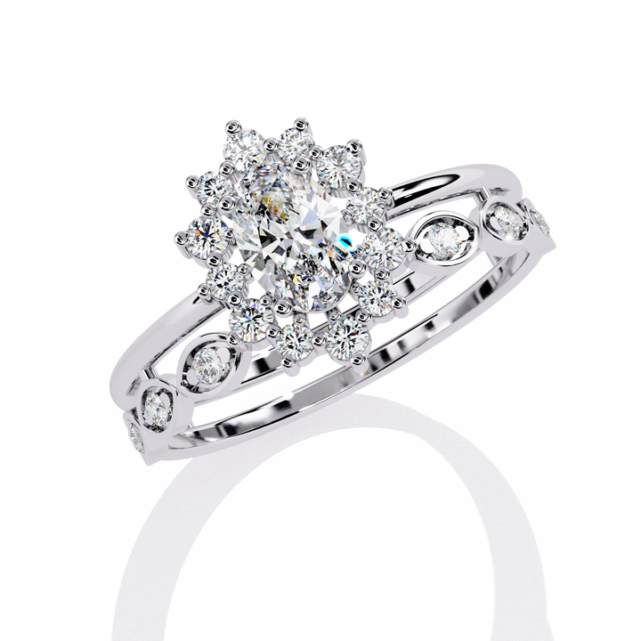 Celestia Aura Oval Halo Ring | 925 Sterling Silver