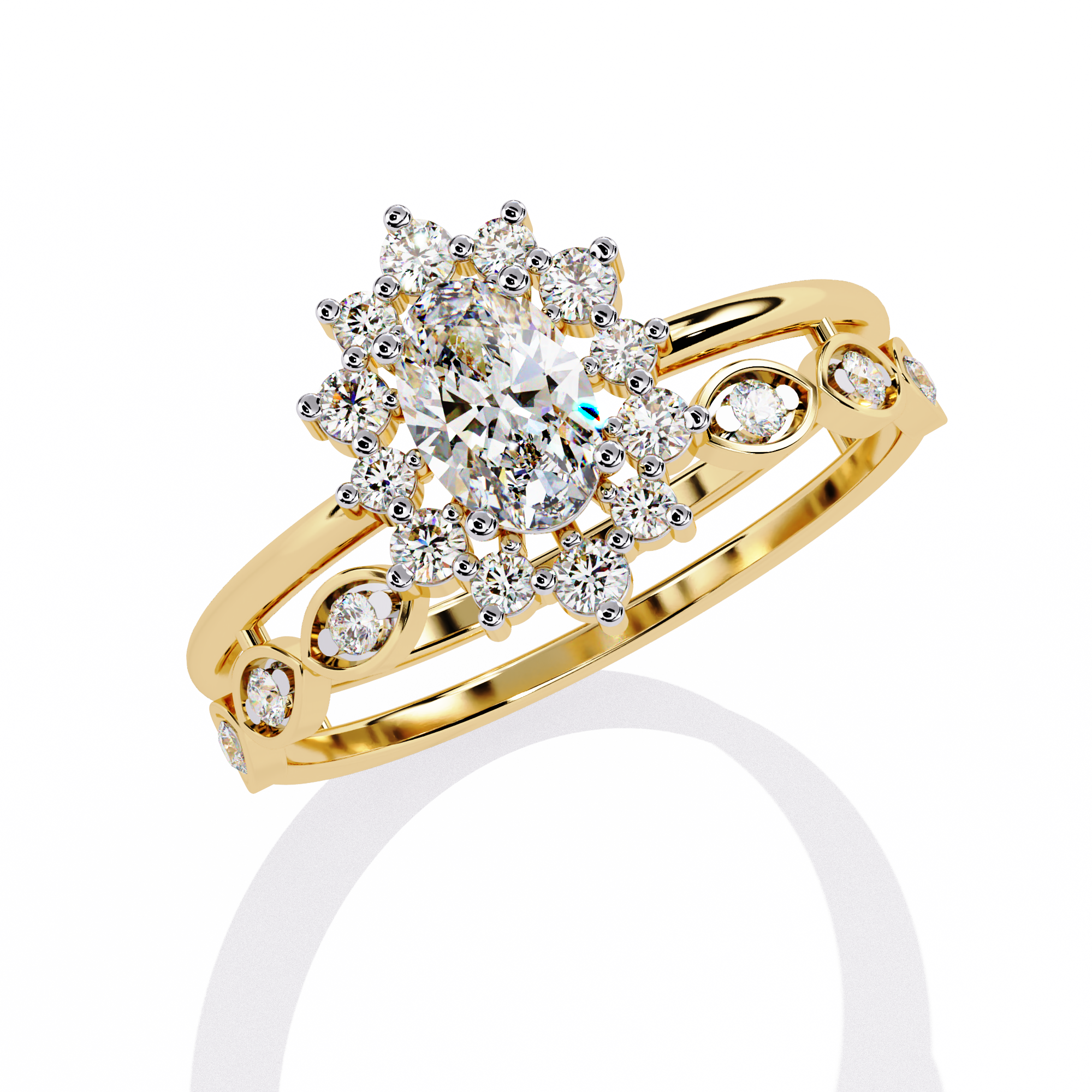 Celestia Aura Oval Halo Ring | 925 Sterling Silver
