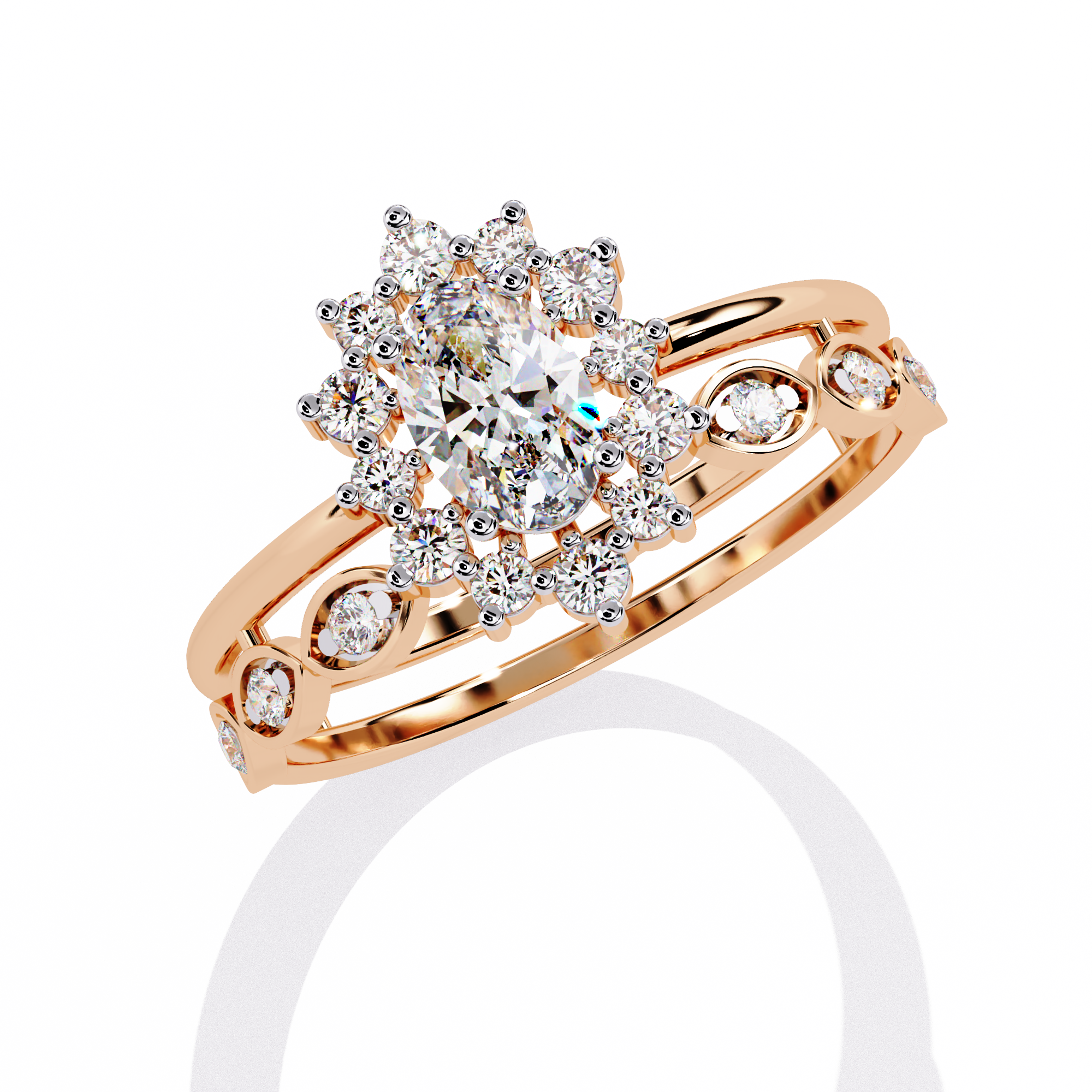 Celestia Aura Oval Halo Ring | 925 Sterling Silver