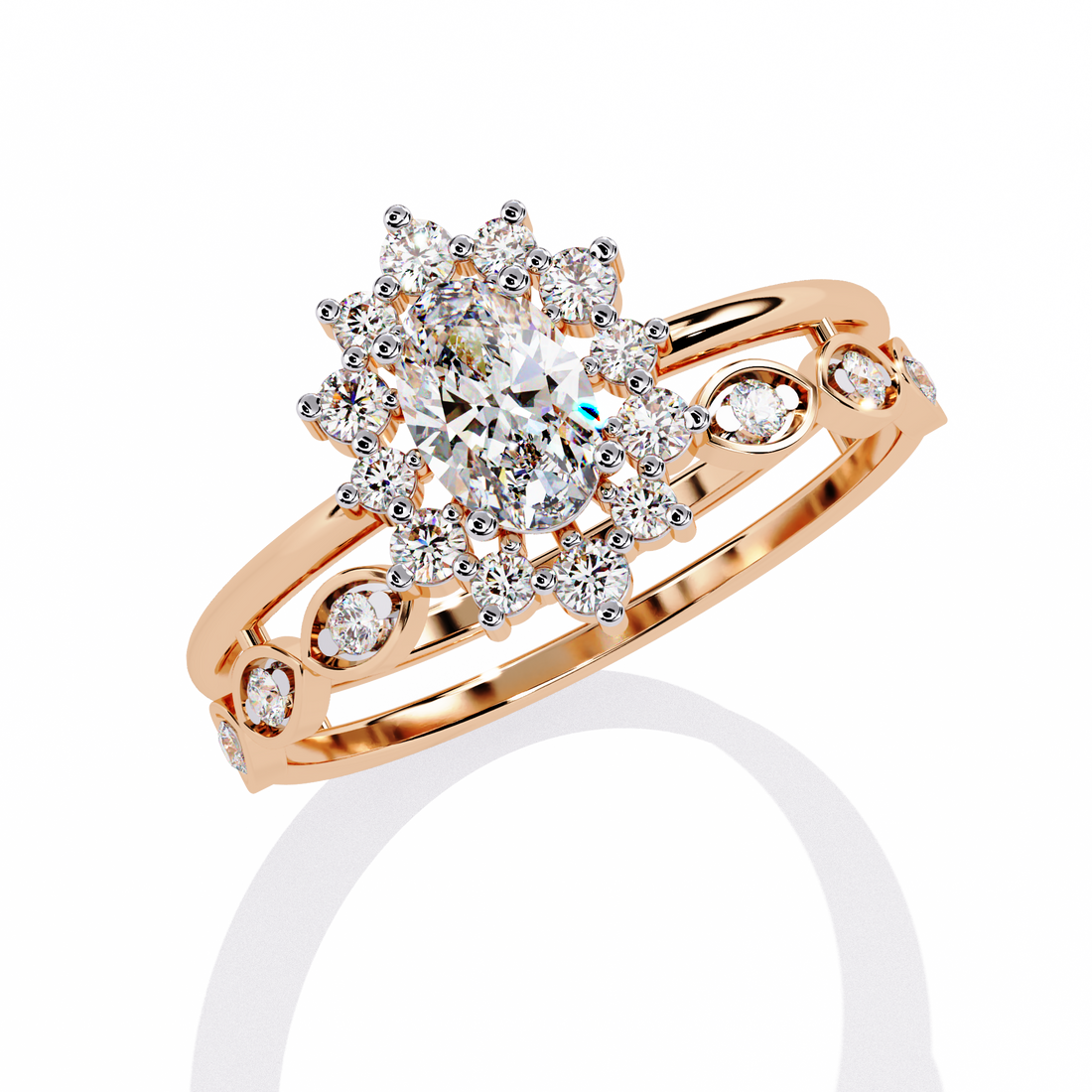 Celestia Aura Oval Halo Ring | 925 Sterling Silver