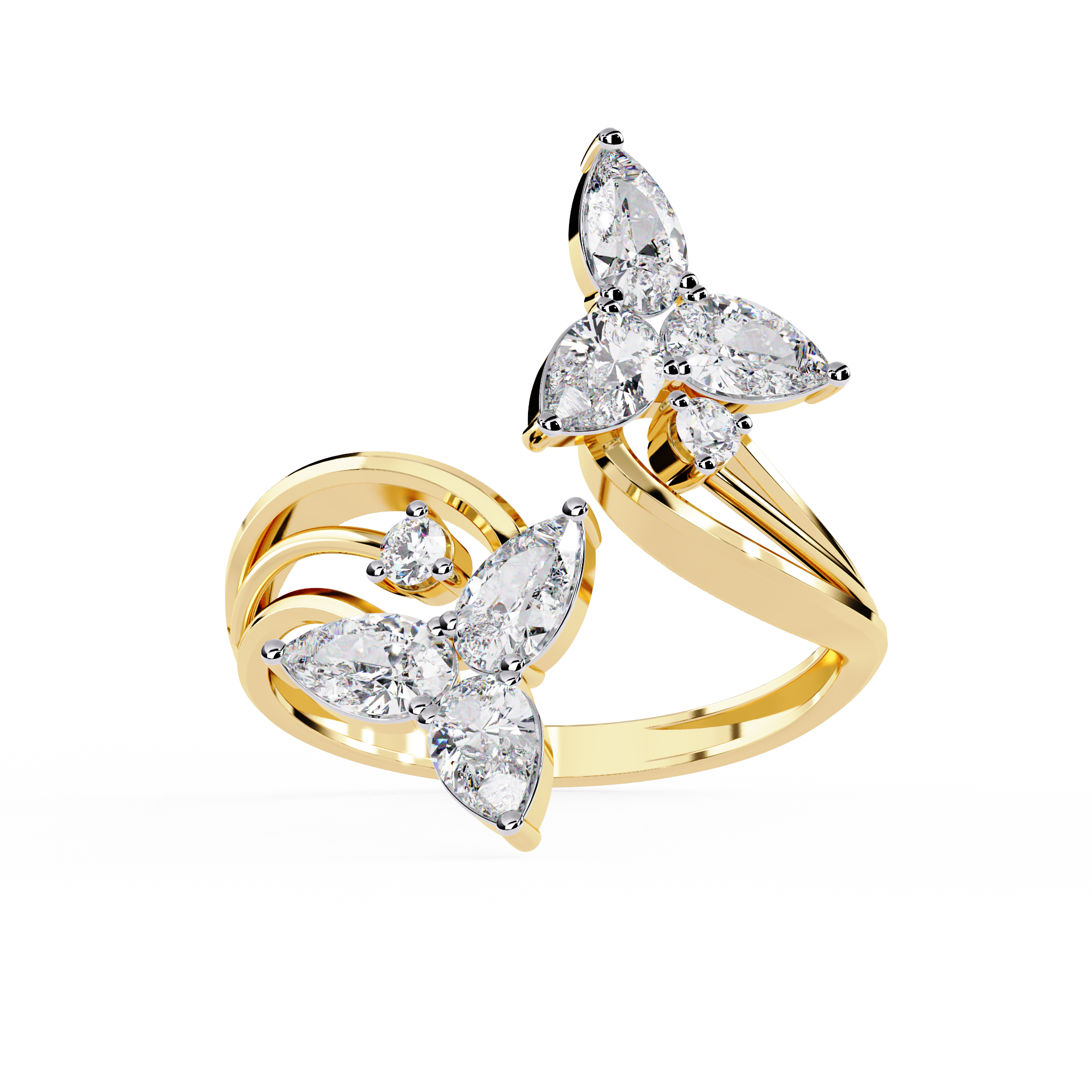Luna Petal Pear-Cut Open Ring | 925 Sterling Silver
