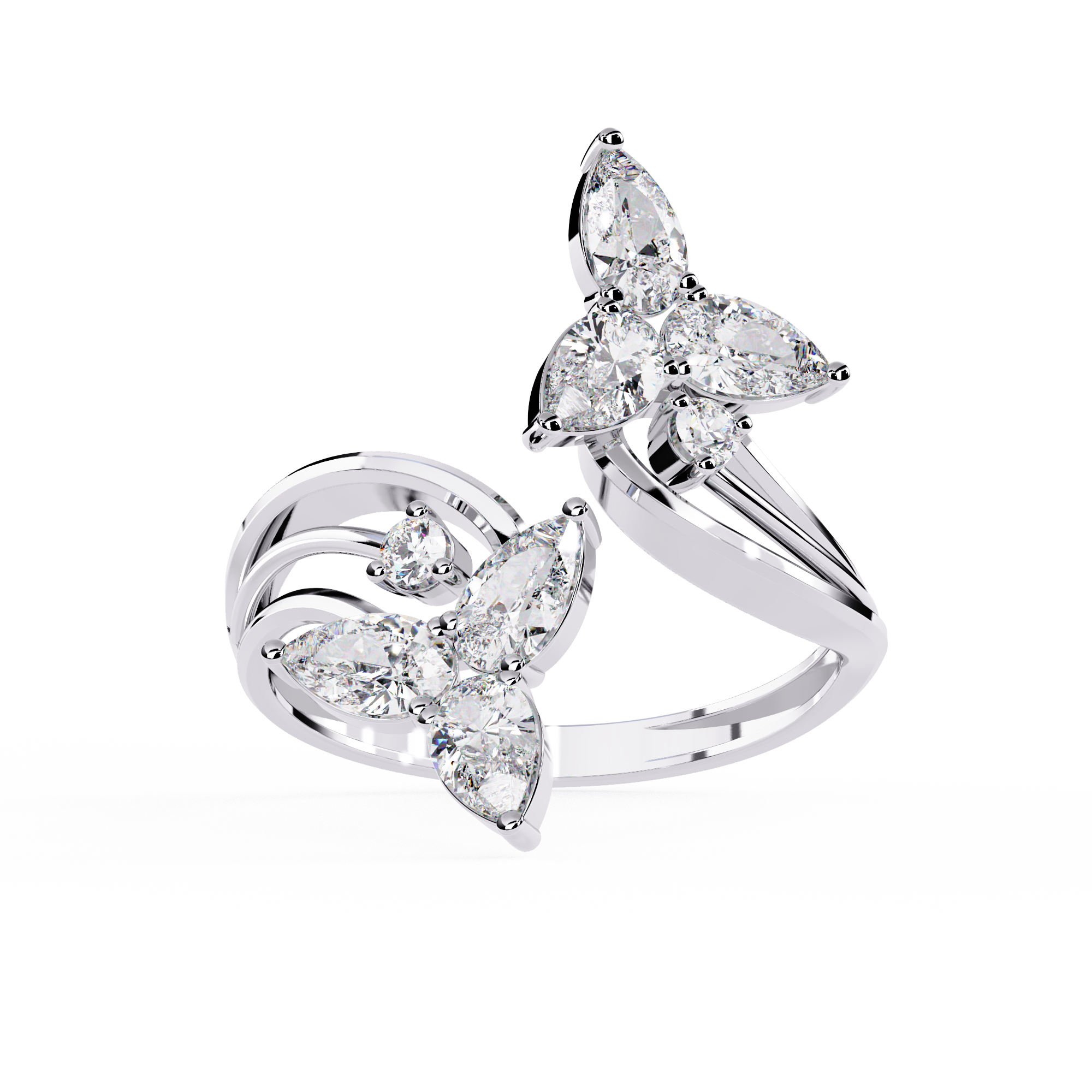 Luna Petal Pear-Cut Open Ring | 925 Sterling Silver