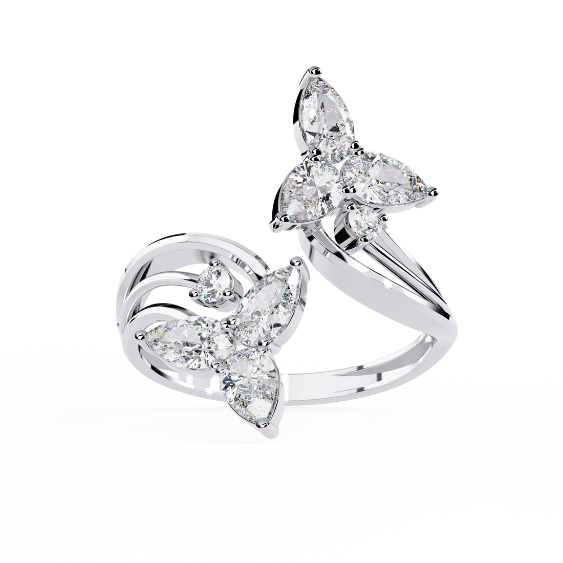 Luna Petal Pear-Cut Open Ring | 925 Sterling Silver
