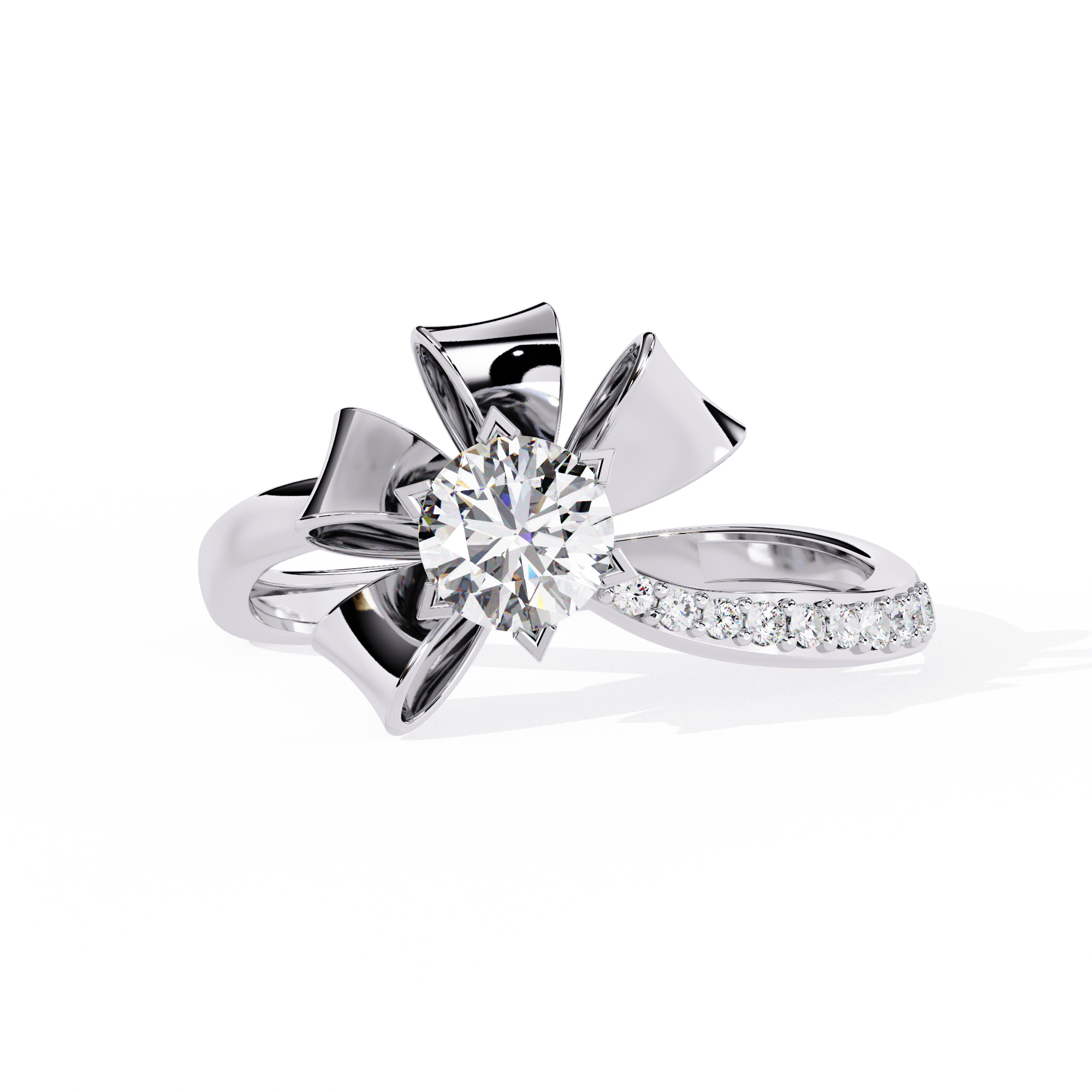 Eternal Petal Round Solitaire Ring | 925 Sterling Silver