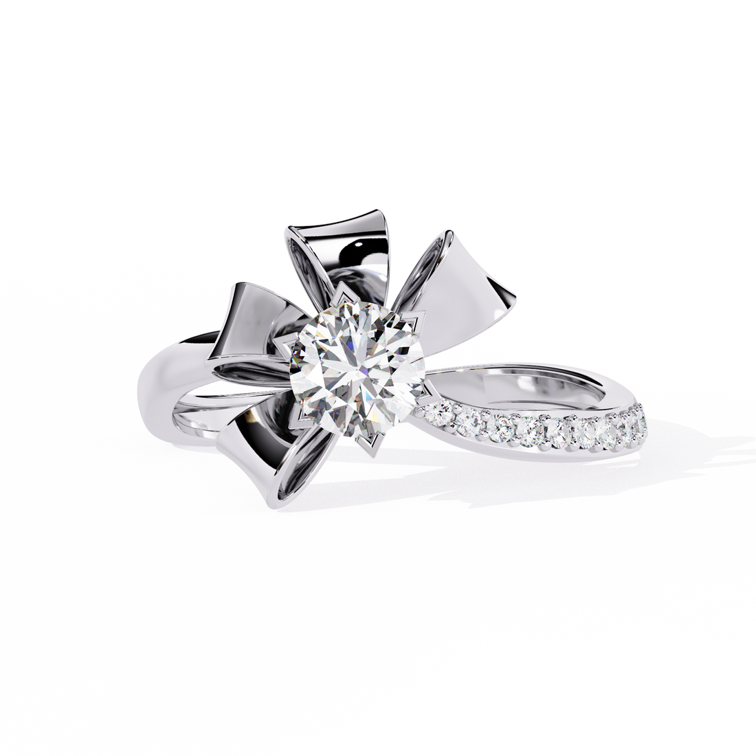 Eternal Petal Round Solitaire Ring | 925 Sterling Silver