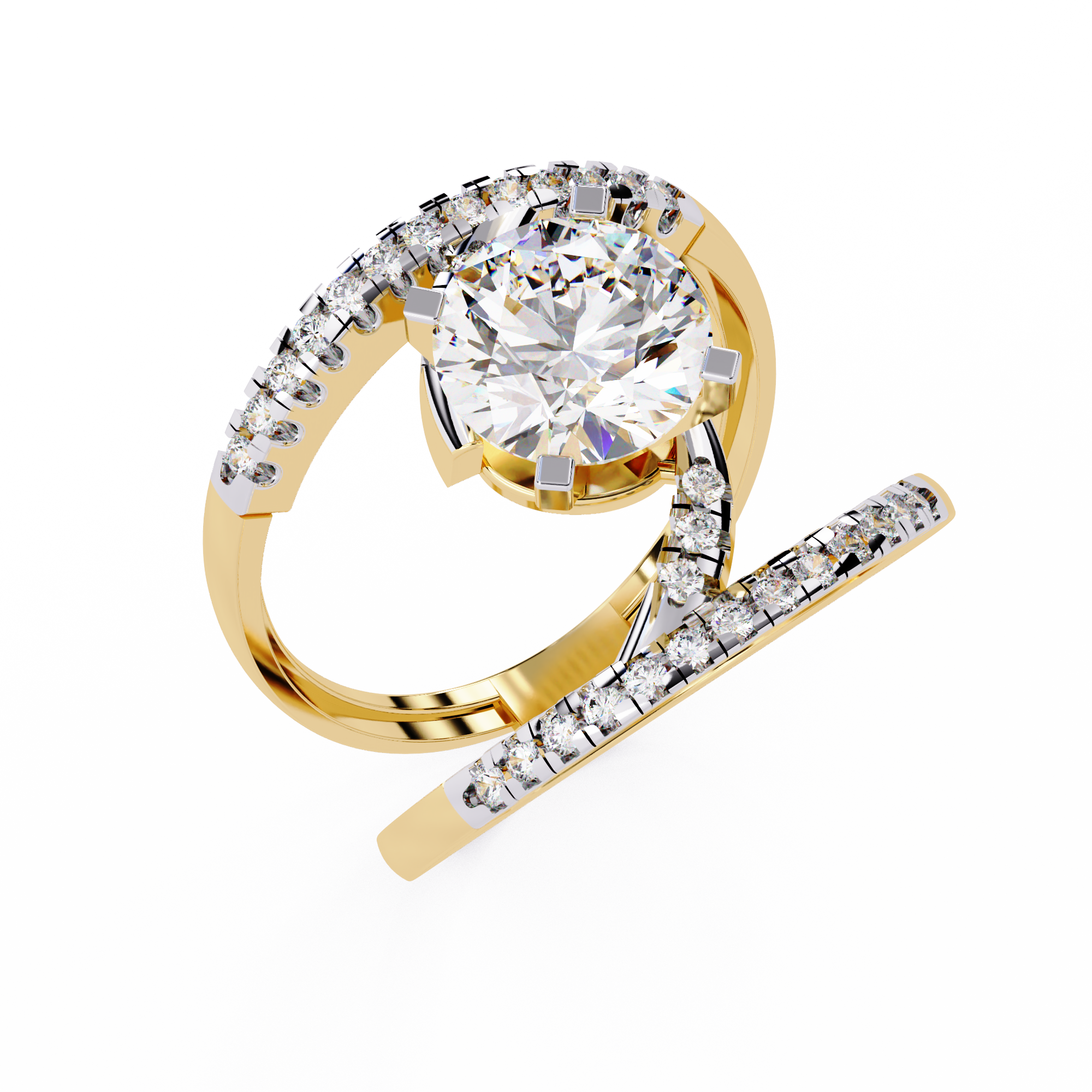 Ethereal Curve Round-Cut Solitaire Ring | 925 Sterling Silver