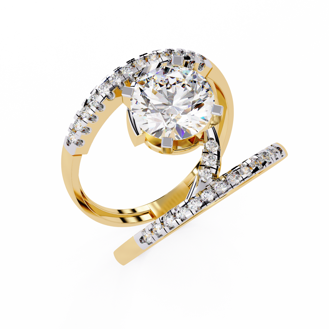 Ethereal Curve Round-Cut Solitaire Ring | 925 Sterling Silver