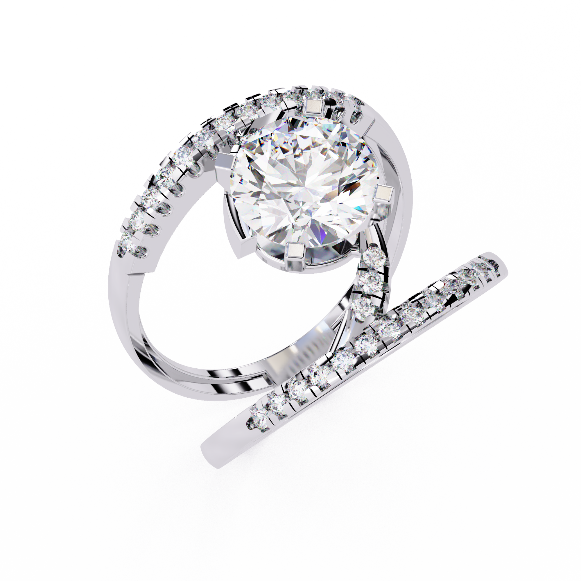 Ethereal Curve Round-Cut Solitaire Ring | 925 Sterling Silver