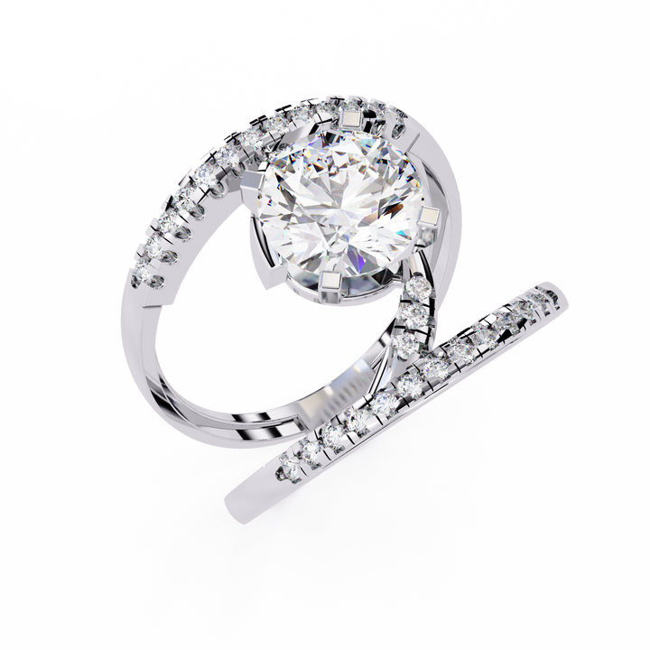 Ethereal Curve Round-Cut Solitaire Ring | 925 Sterling Silver
