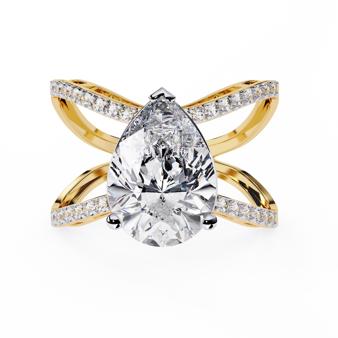 Celestial Embrace Pear-Cut Pave Wrap Ring | 925 Sterling Silver