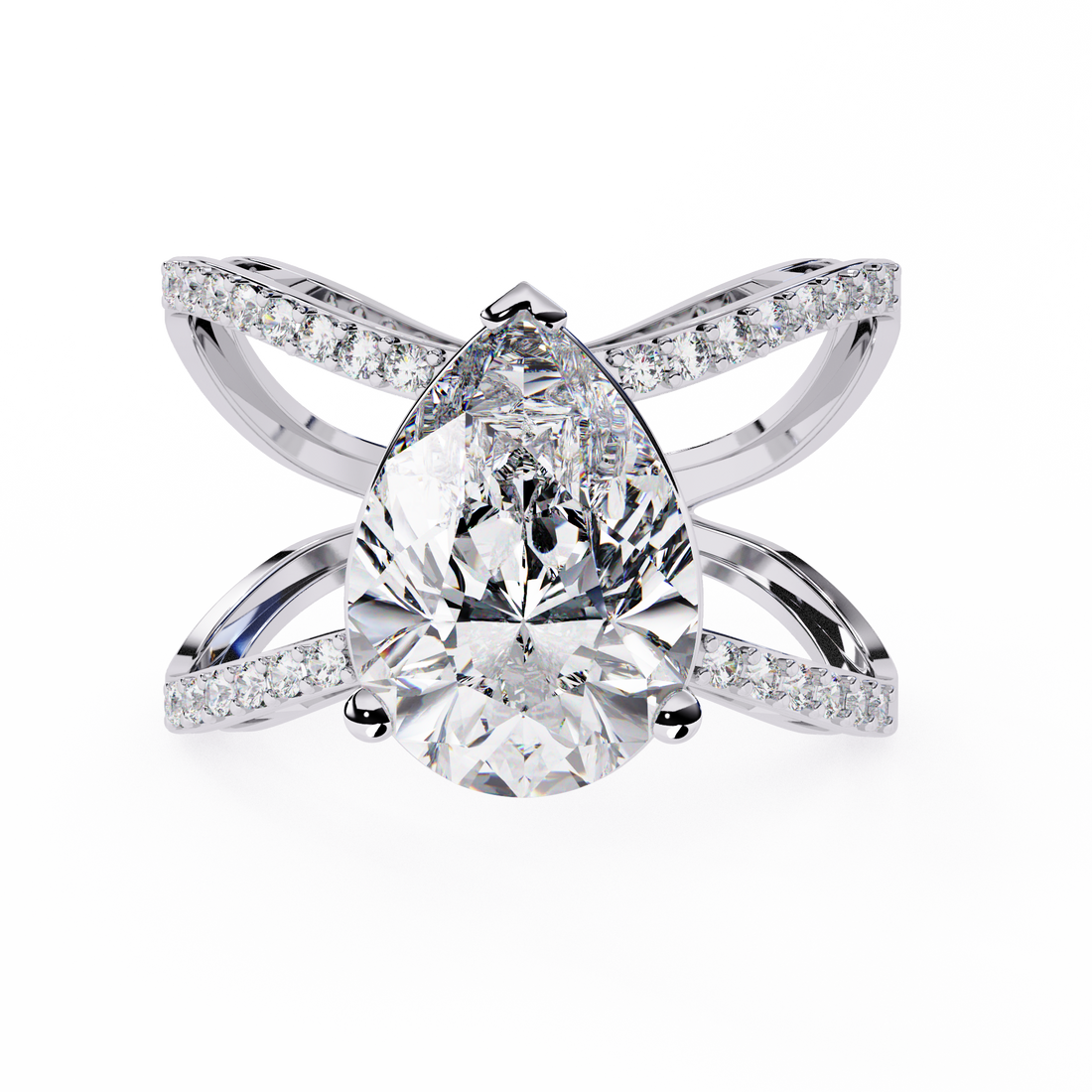 Celestial Embrace Pear-Cut Pave Wrap Ring | 925 Sterling Silver