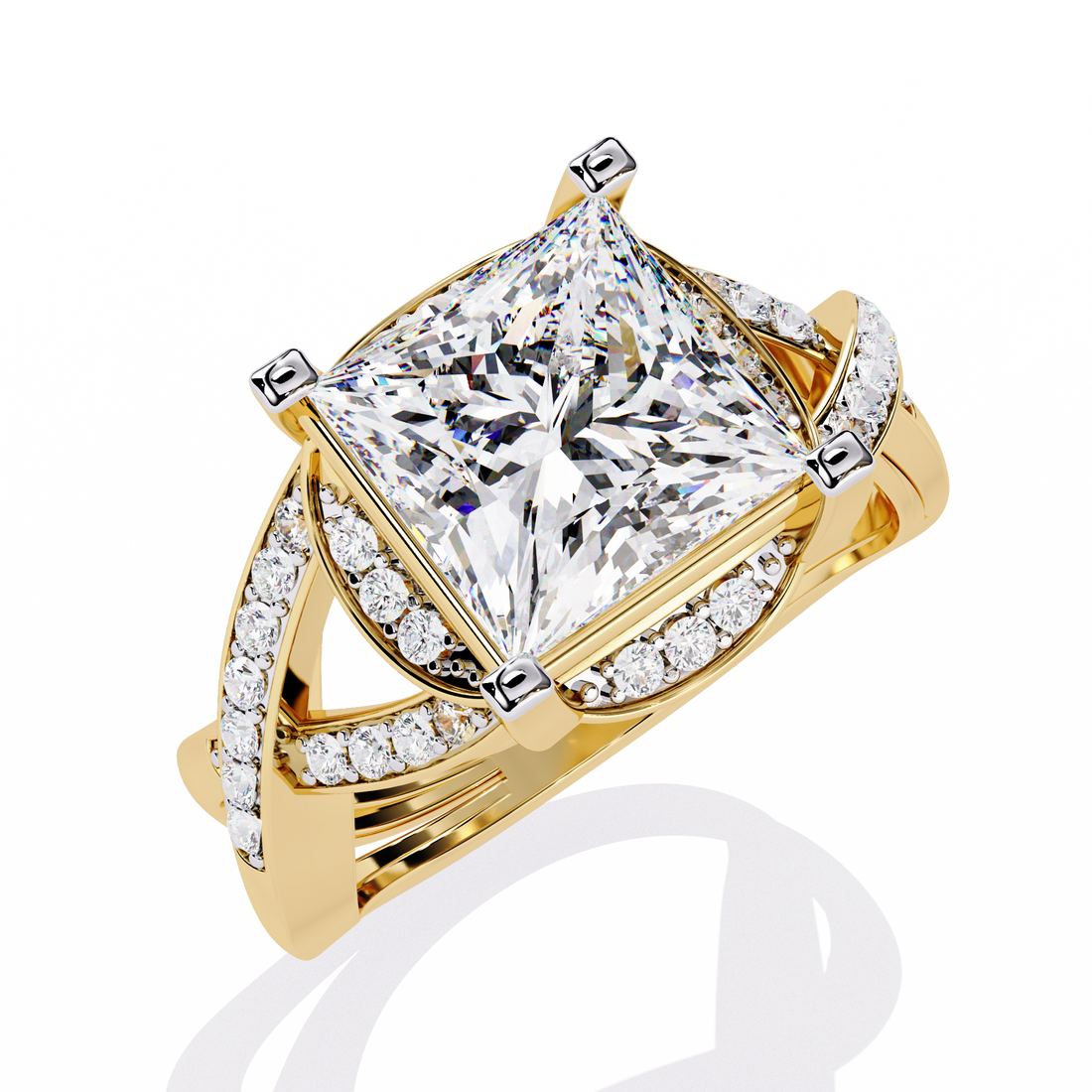 Regal Aura Princess-Cut Pave Wrap Ring | 925 Sterling Silver
