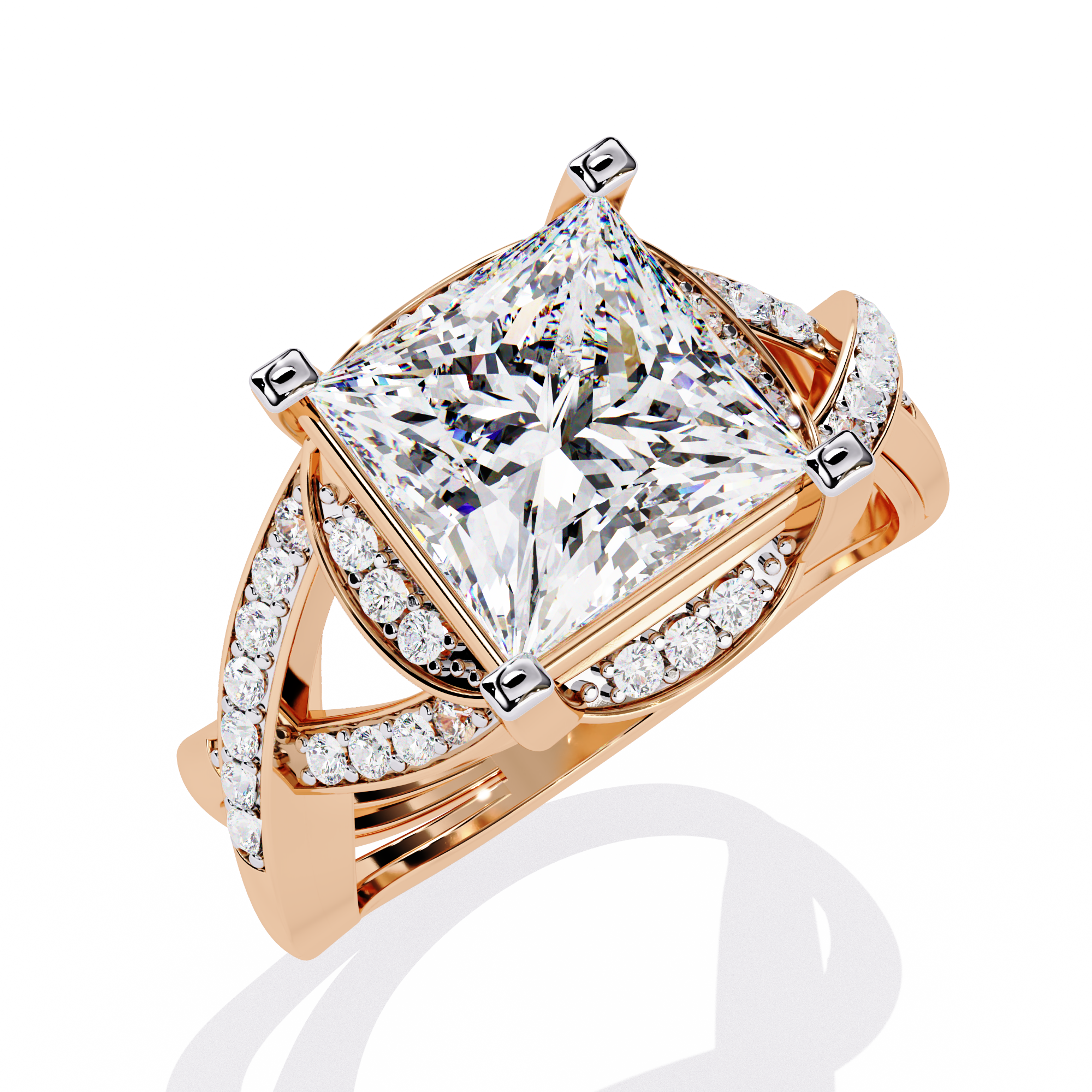 Regal Aura Princess-Cut Pave Wrap Ring | 925 Sterling Silver