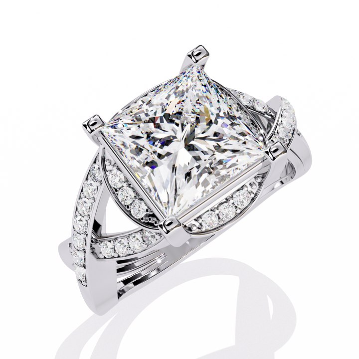 Regal Aura Princess-Cut Pave Wrap Ring | 925 Sterling Silver