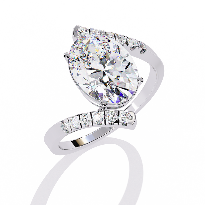 Ethereal Grace Pear-Cut Bypass Ring | 925 Sterling Silver