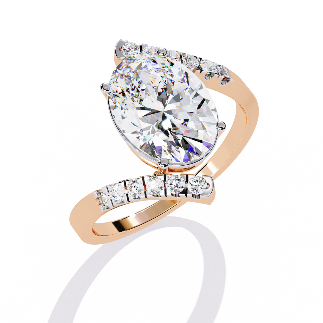 Ethereal Grace Pear-Cut Bypass Ring | 925 Sterling Silver