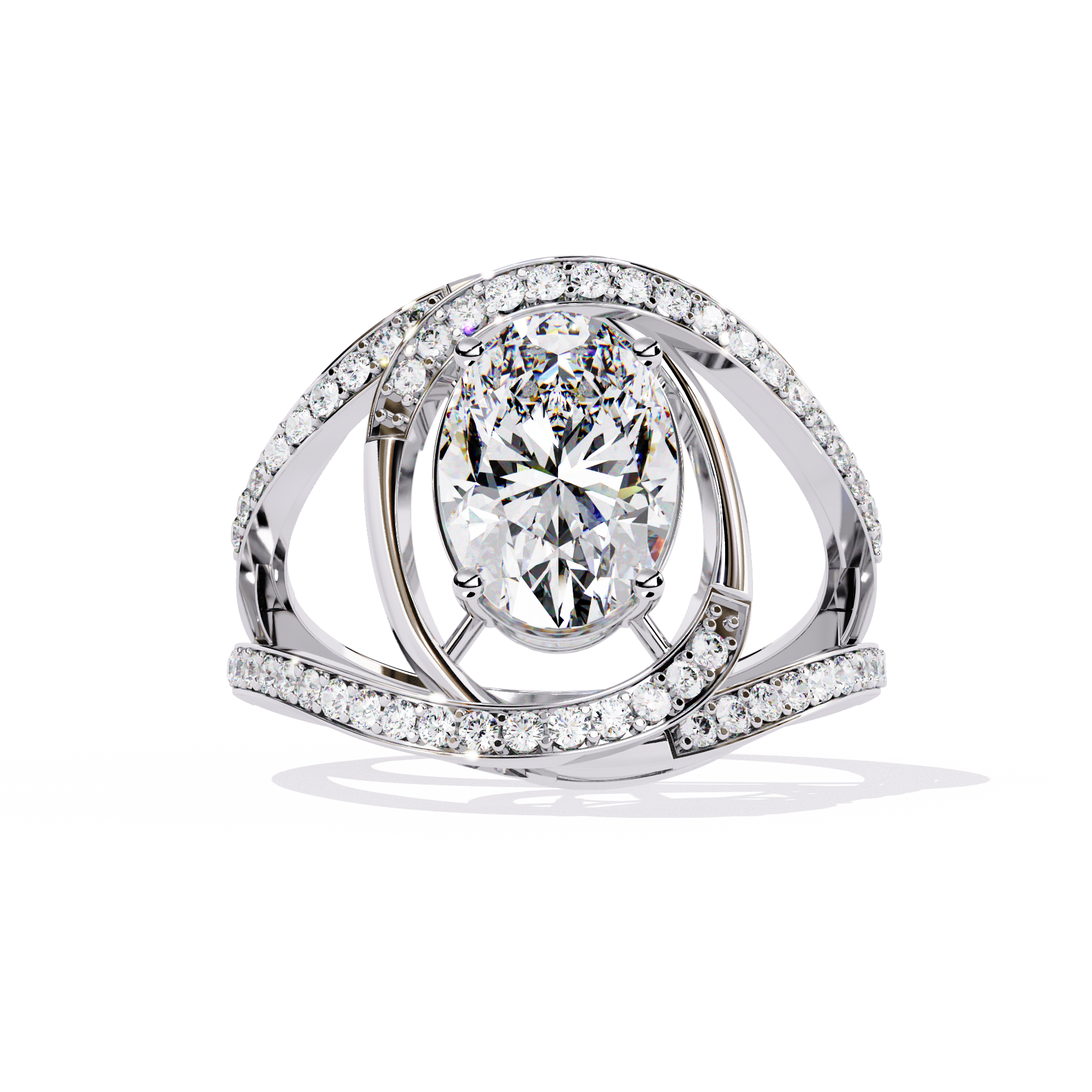 Aurora Halo Oval-Cut Solitaire Ring | 925 Sterling Silver