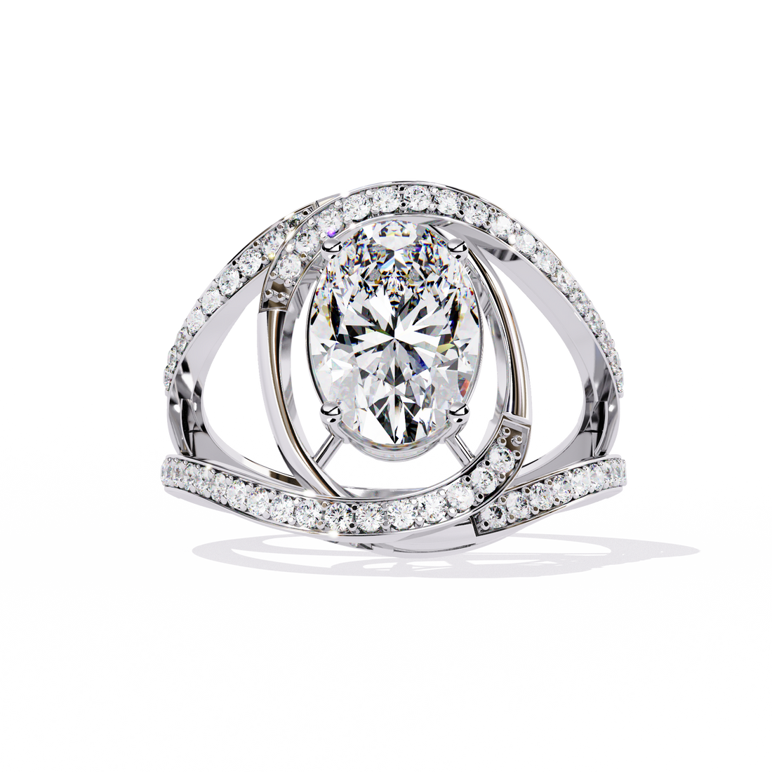 Aurora Halo Oval-Cut Solitaire Ring | 925 Sterling Silver