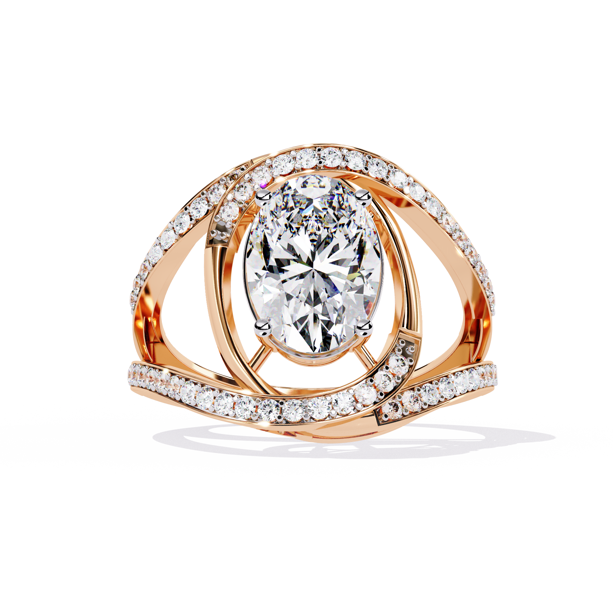 Aurora Halo Oval-Cut Solitaire Ring | 925 Sterling Silver