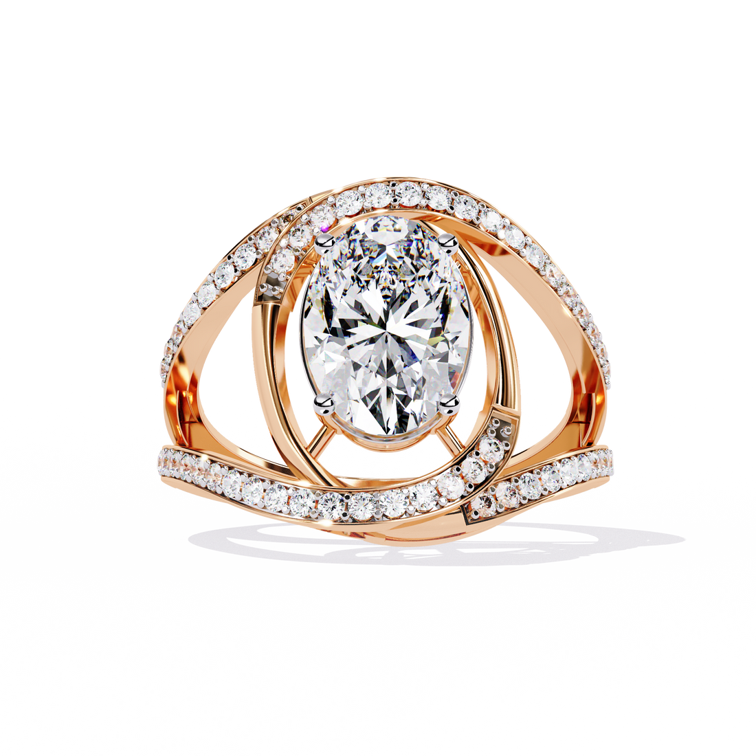 Aurora Halo Oval-Cut Solitaire Ring | 925 Sterling Silver