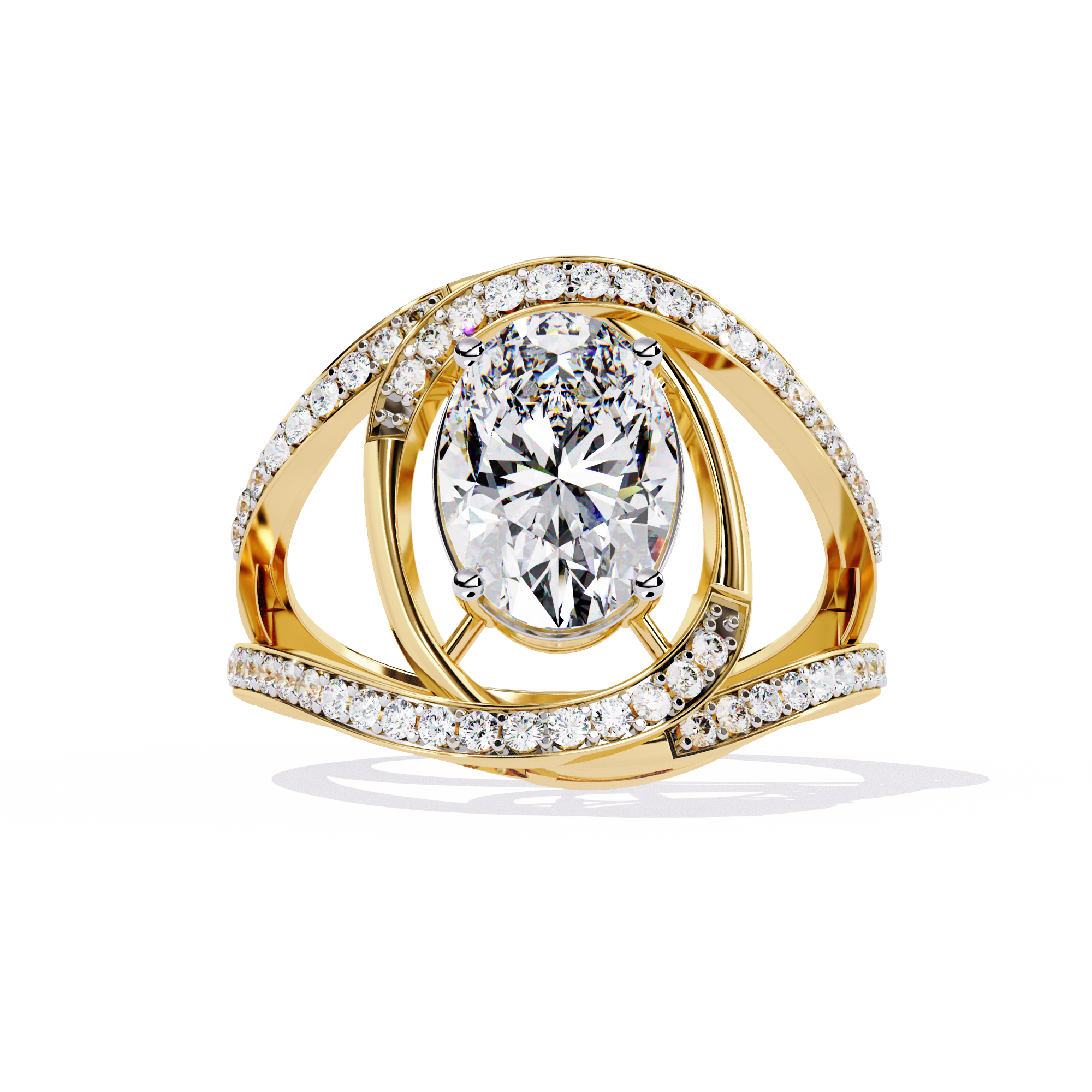 Aurora Halo Oval-Cut Solitaire Ring | 925 Sterling Silver